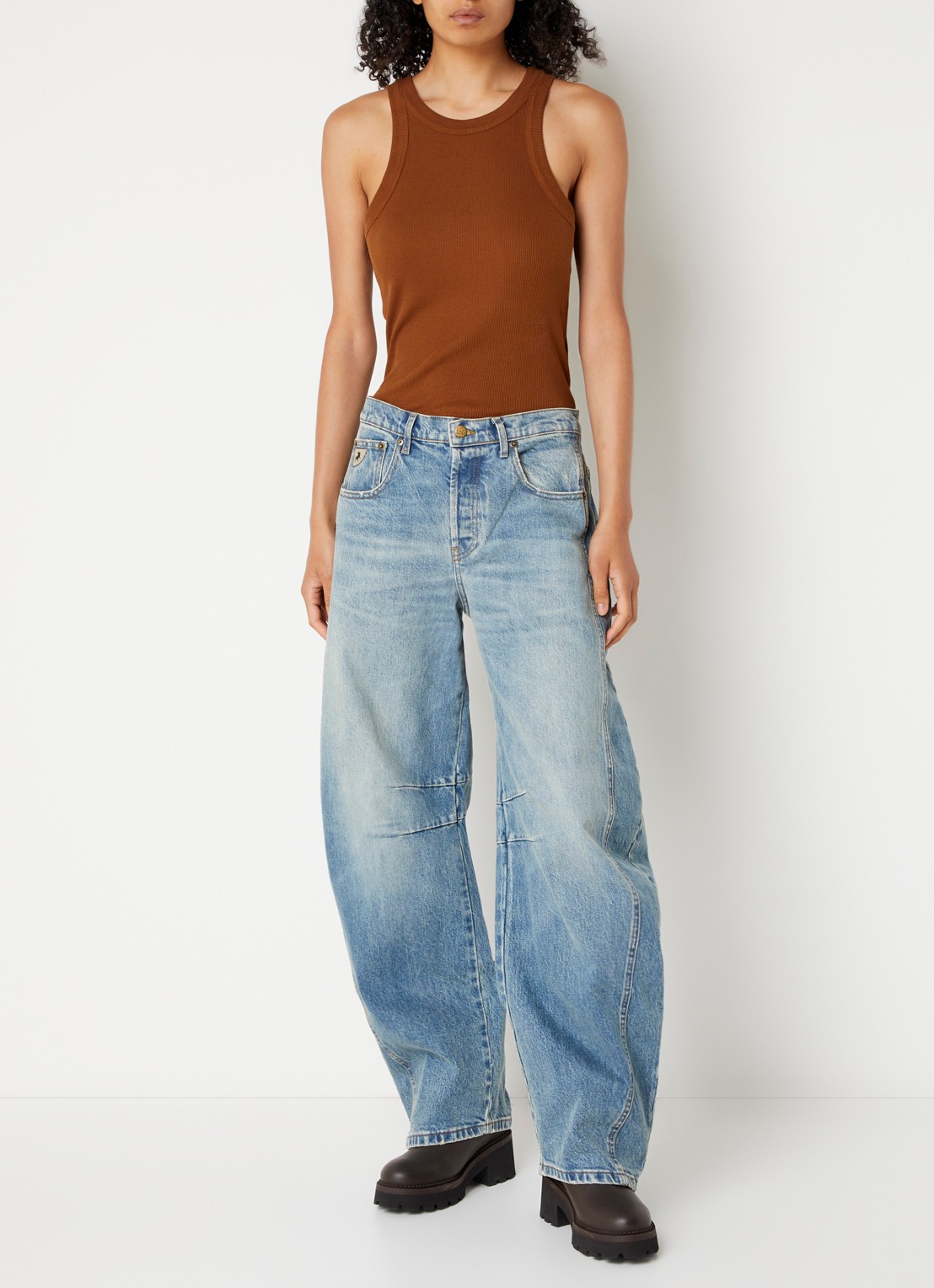 Lois Aliana high waist wide leg jeans met donkere wassing - voorkant 5 jeans