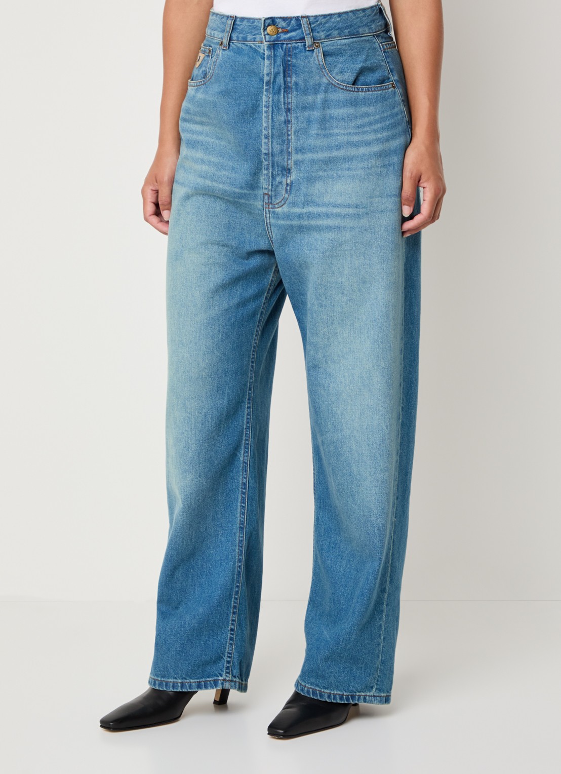 Lois Bruna high waist loose fit jeans met lichte wassing - detail 4 indigo