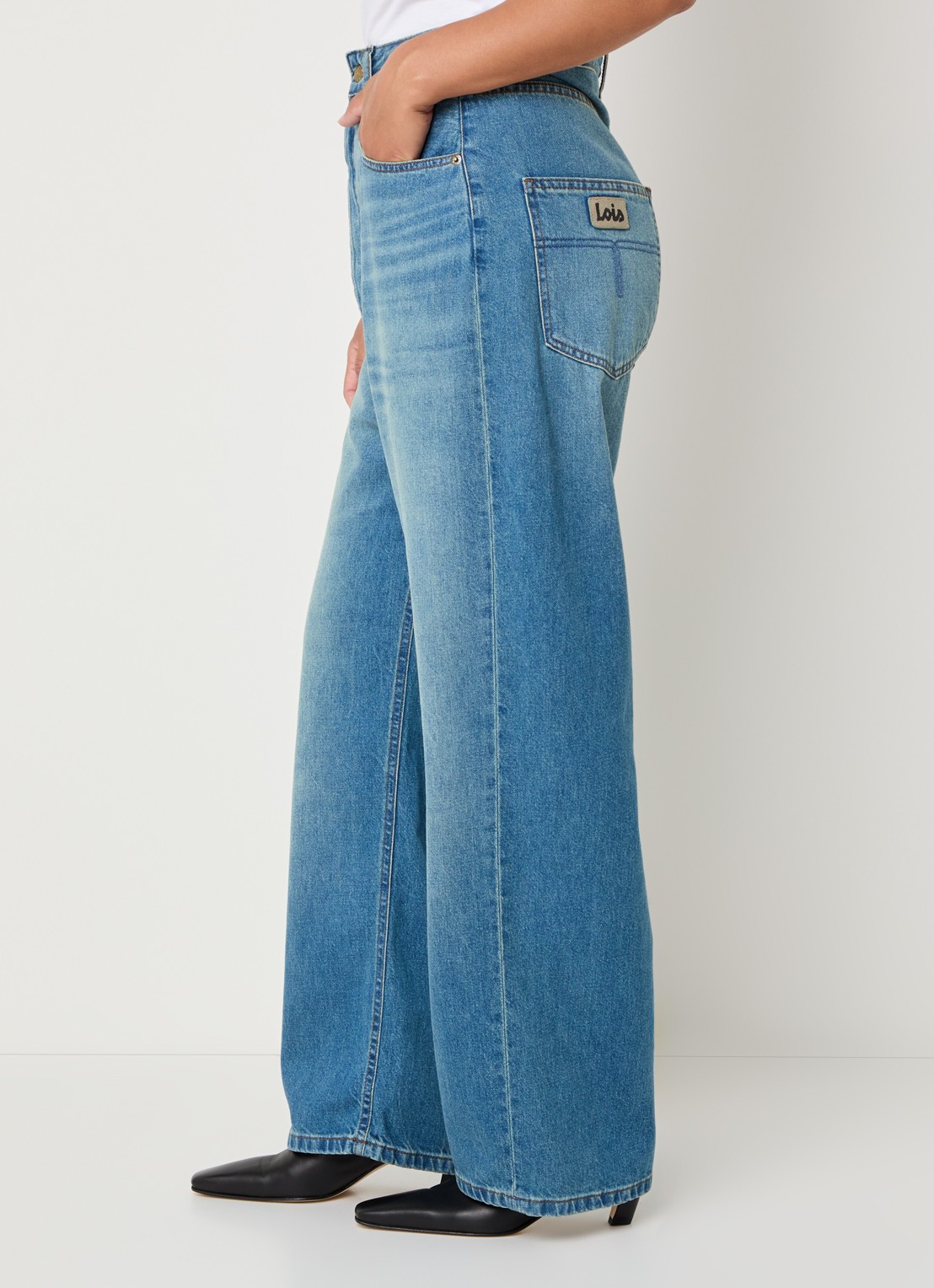Lois Bruna high waist loose fit jeans met lichte wassing - detail 5 indigo