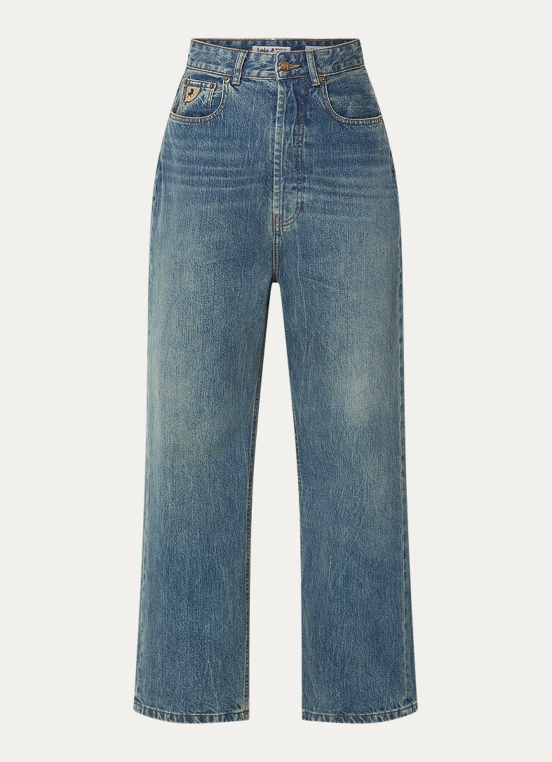 Lois Bruna high waist wide leg jeans met medium wassing - voorkant indigo