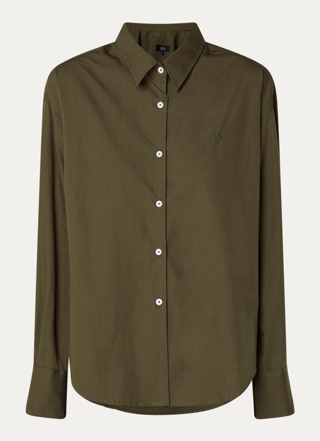 Lois Caryn blouse met logo - voorkant 3 bronsgroen