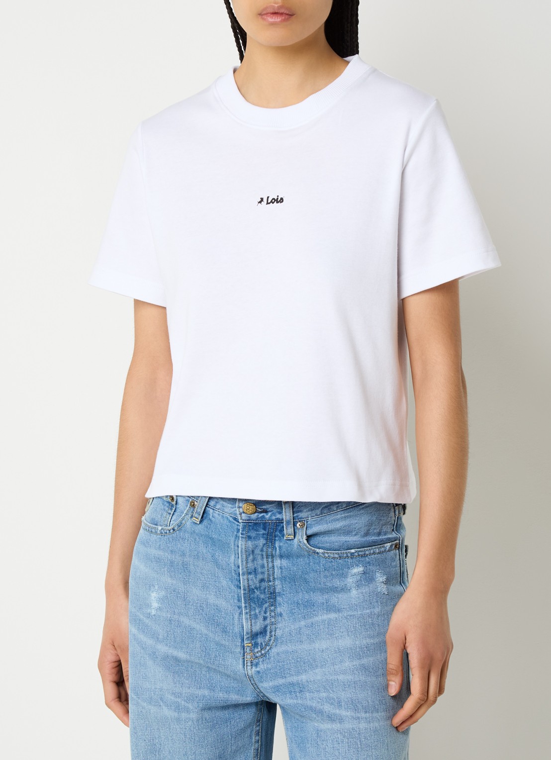 Lois Cherry T-shirt met logo - detail wit