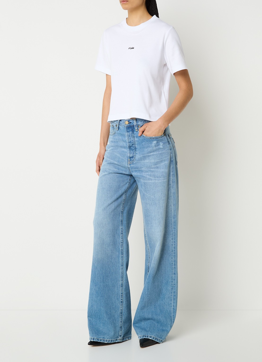 Lois Cherry T-shirt met logo - voorkant 4 wit