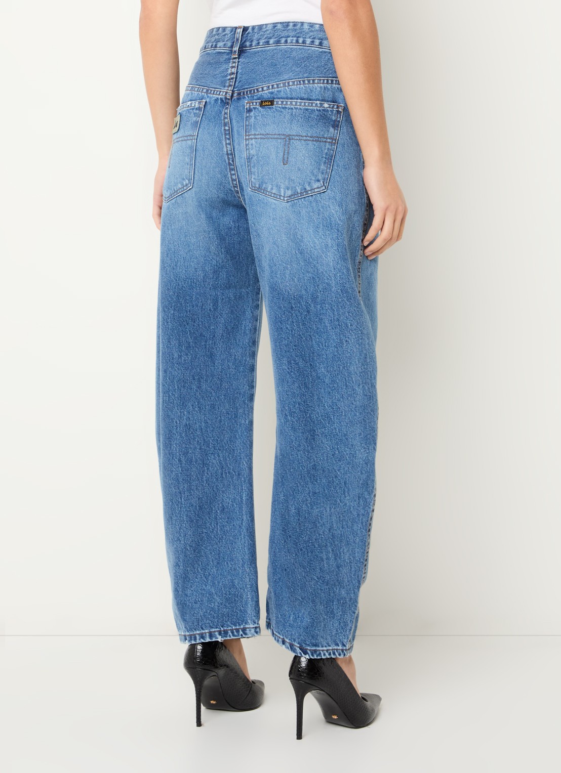 Lois Dali high waist wide fit jeans met medium wassing - achterkant indigo