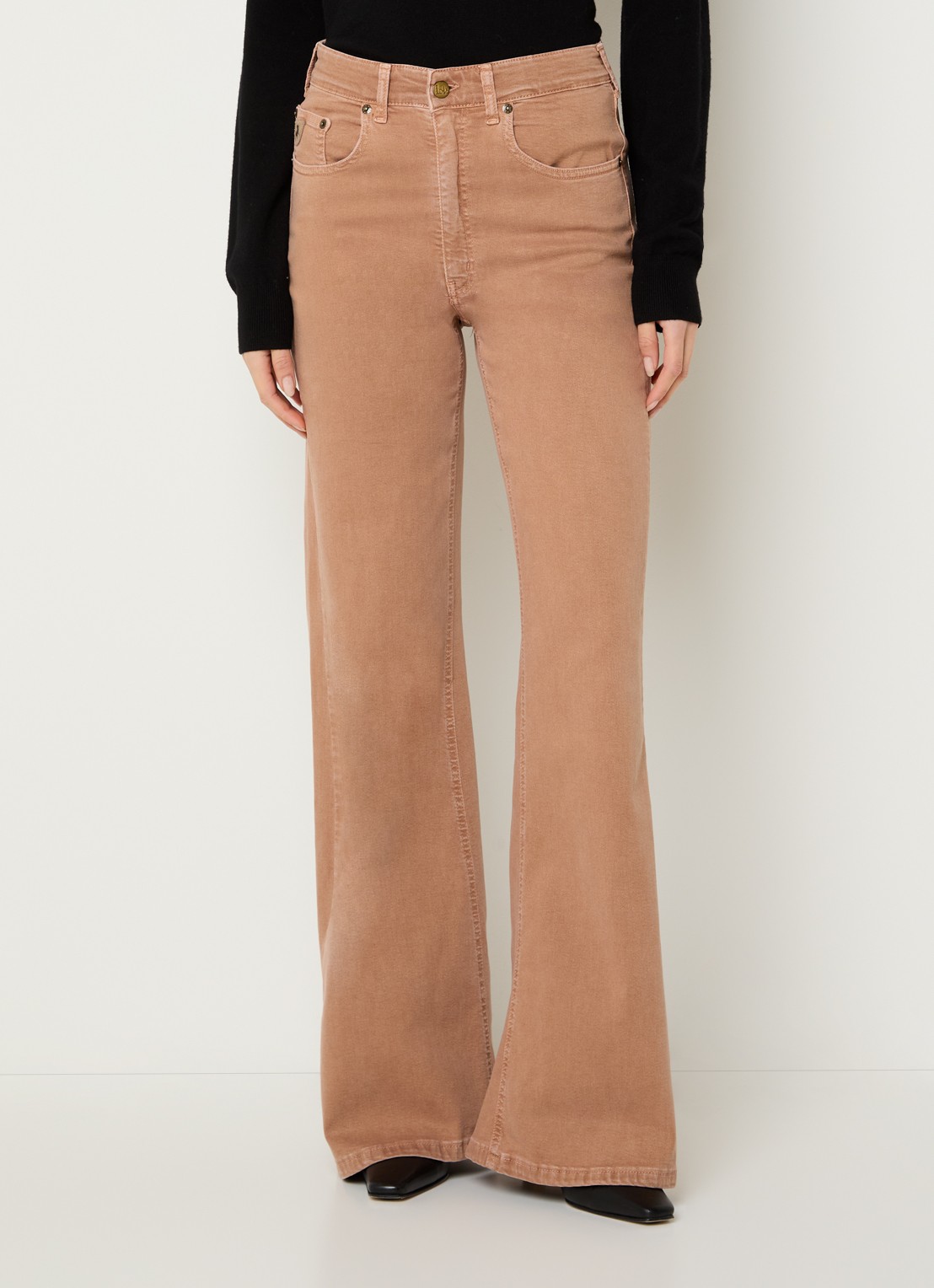Lois High waist flared jeans met gekleurde wassing - detail 4 bruin
