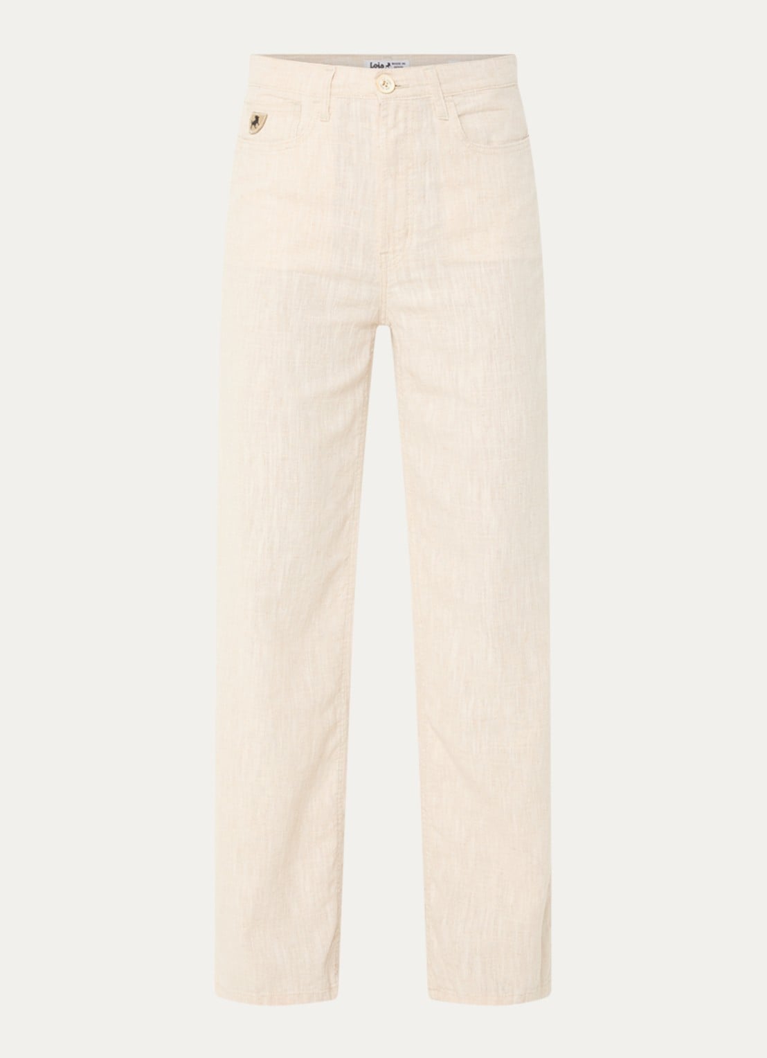 Lois High waist loose fit chino van linnen - voorkant 3 beige