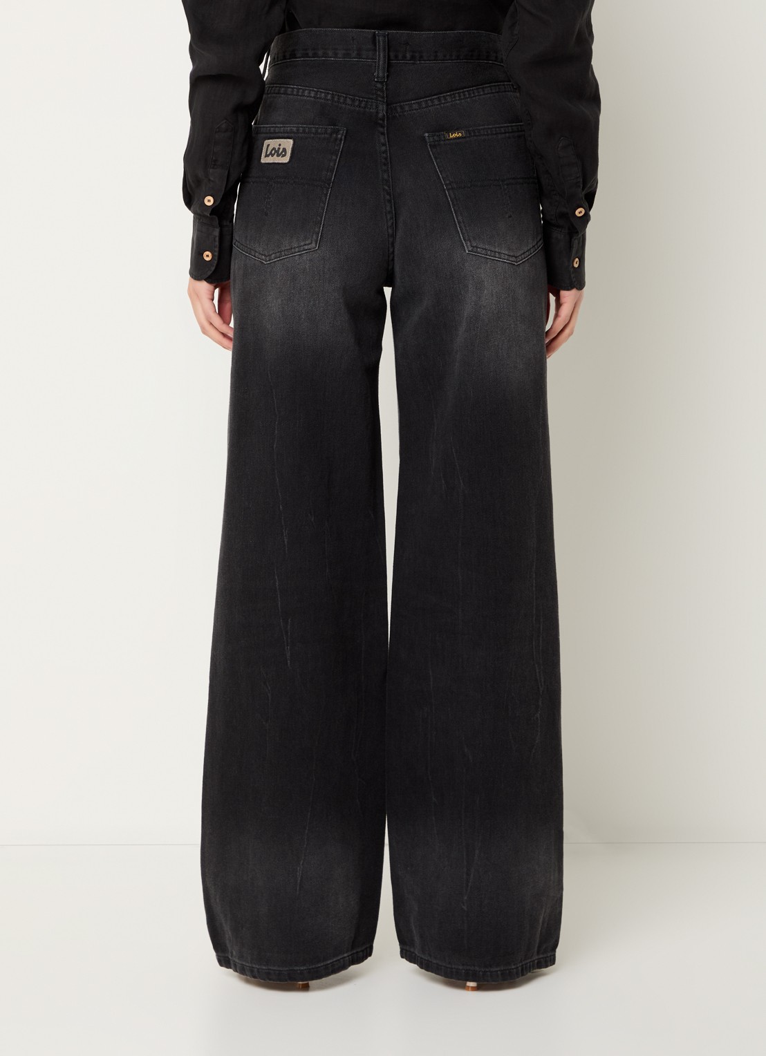 Lois High waist loose fit jeans met gekleurde wassing - achterkant antraciet