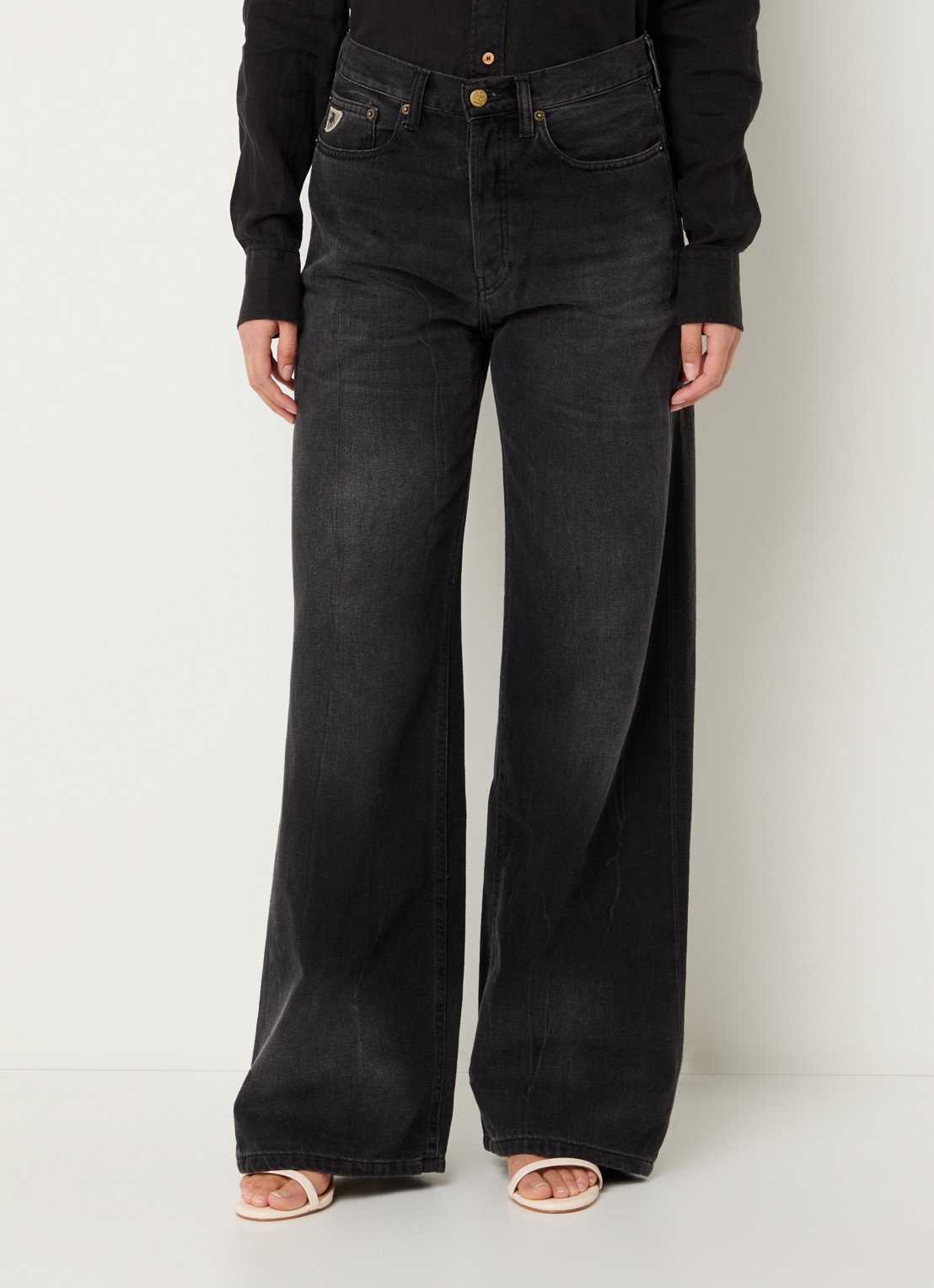 Lois High waist loose fit jeans met gekleurde wassing - detail 2 antraciet