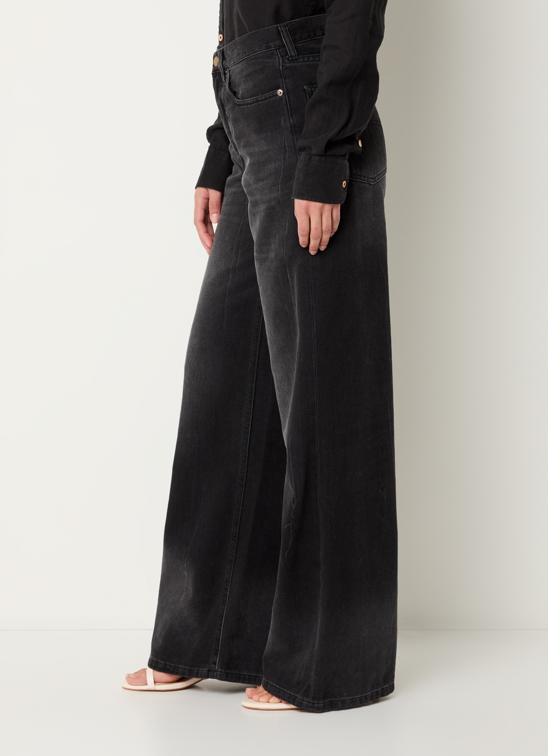 Lois High waist loose fit jeans met gekleurde wassing - detail 3 antraciet