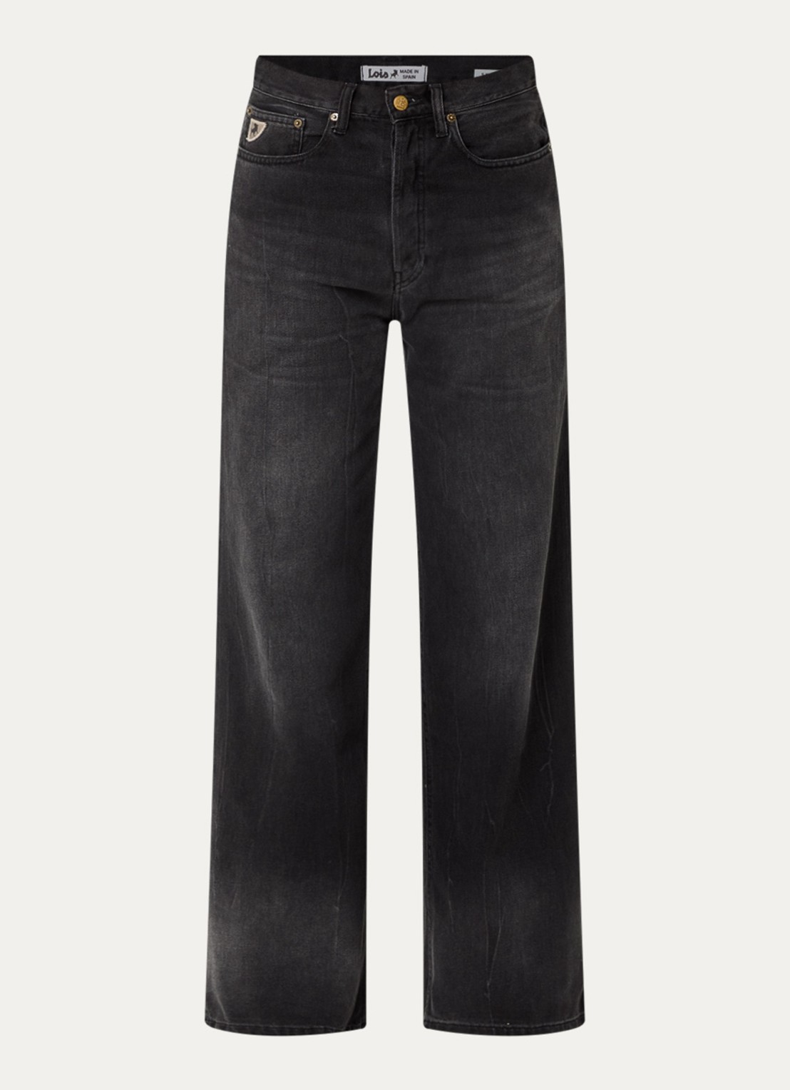 Lois High waist loose fit jeans met gekleurde wassing - voorkant 4 antraciet