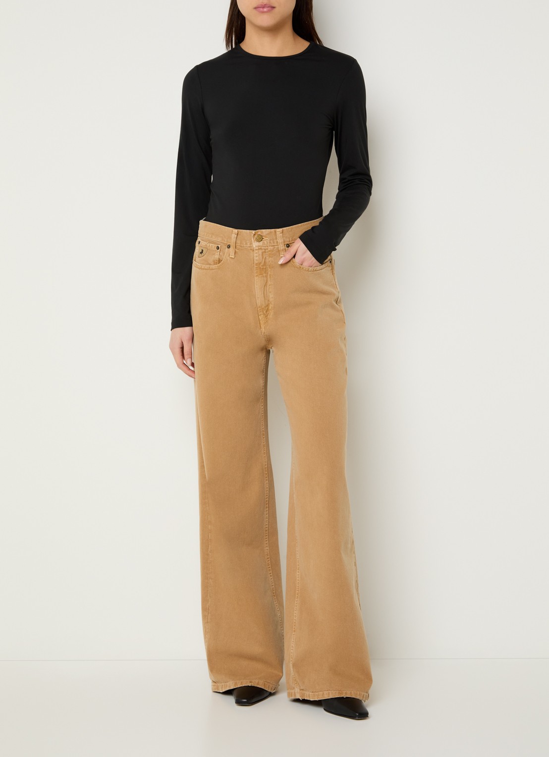 Lois High waist loose fit jeans met gekleurde wassing - voorkant 4 camel