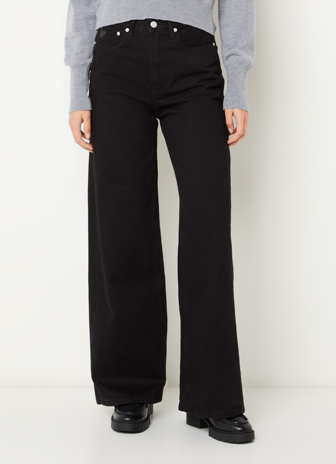 Lois High waist straight leg jeans met steekzakken - detail 3 zwart