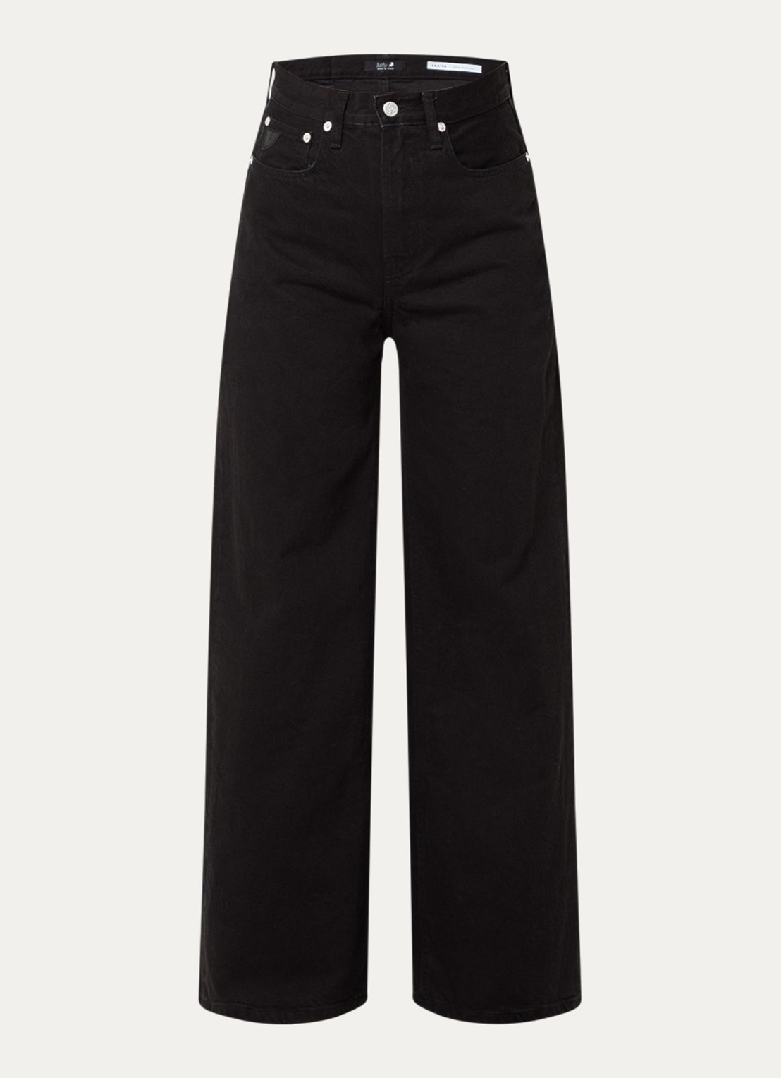 Lois High waist straight leg jeans met steekzakken - voorkant zwart