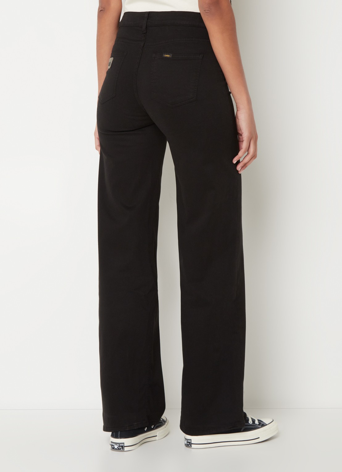 Lois High waist straight leg jeans met stretch - achterkant 5 zwart
