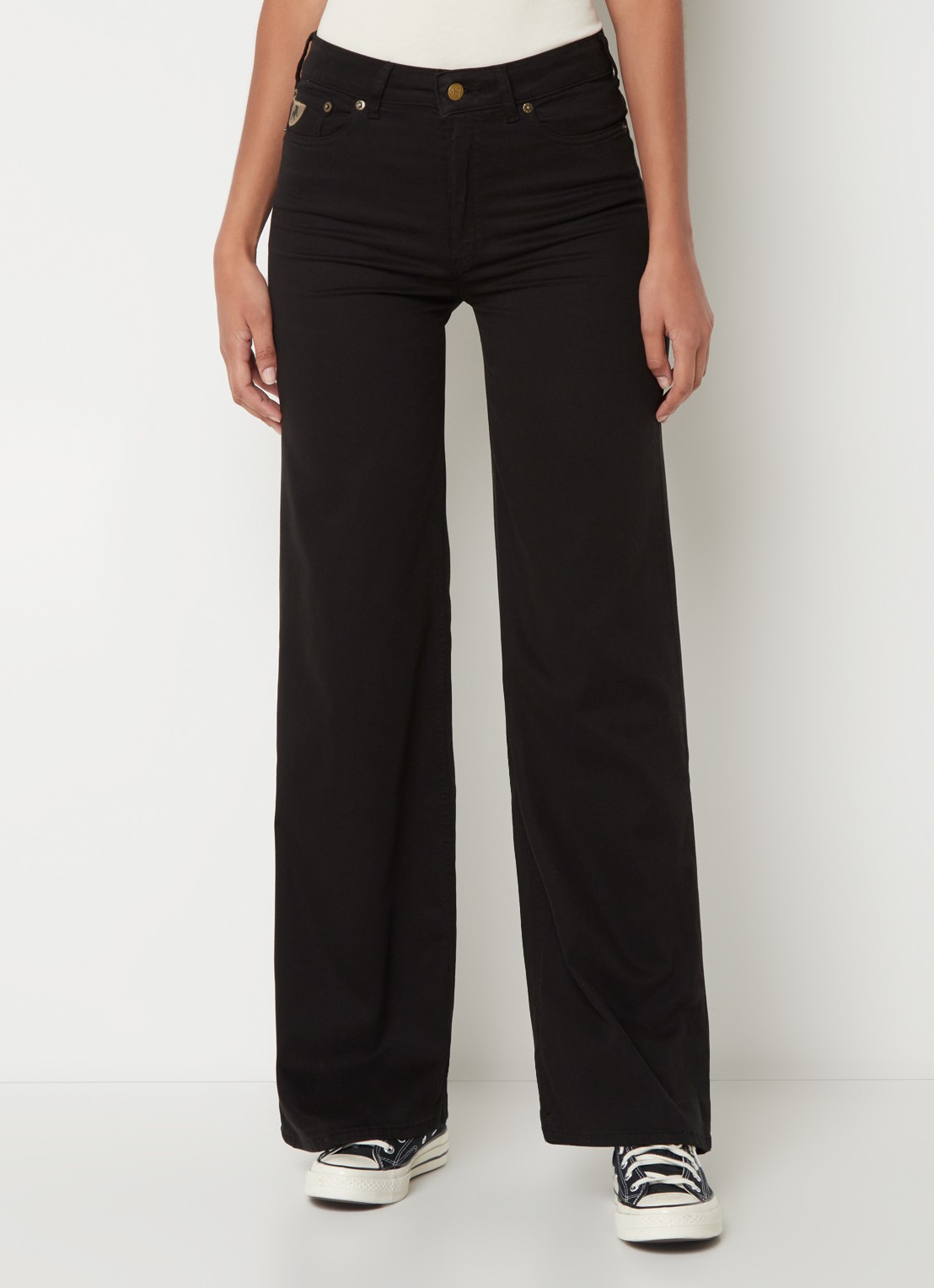 Lois High waist straight leg jeans met stretch - detail 3 zwart