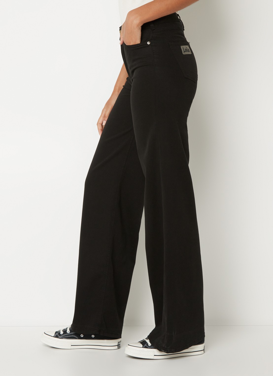 Lois High waist straight leg jeans met stretch - detail 4 zwart