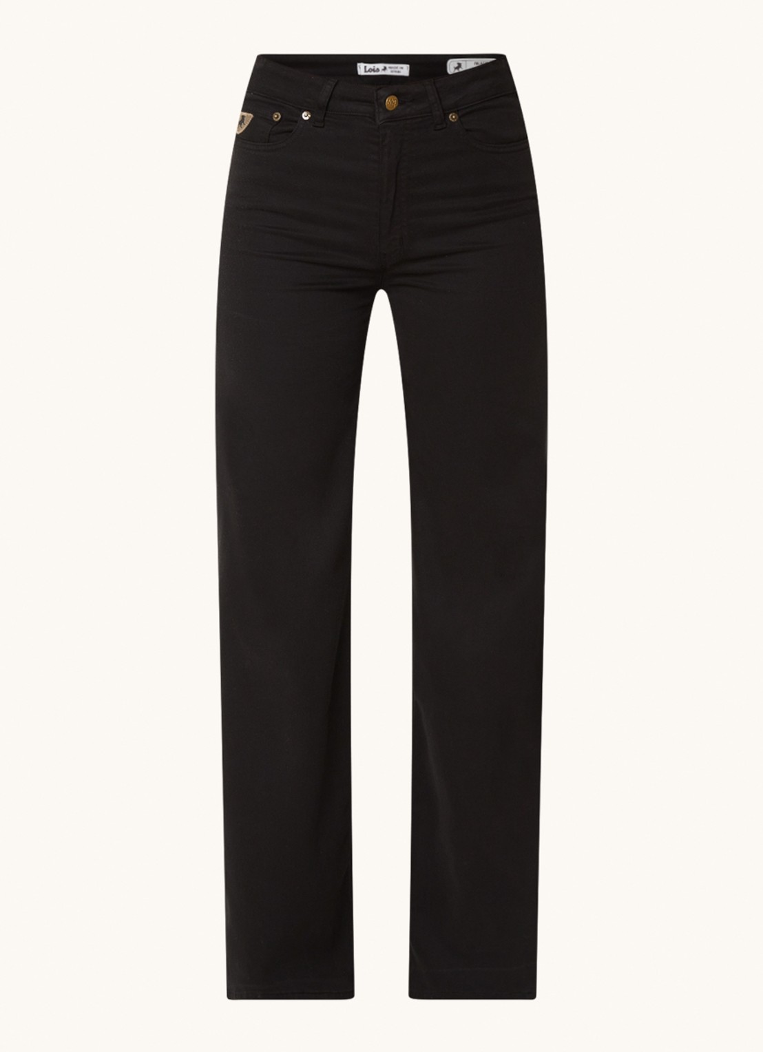 Lois High waist straight leg jeans met stretch - voorkant zwart
