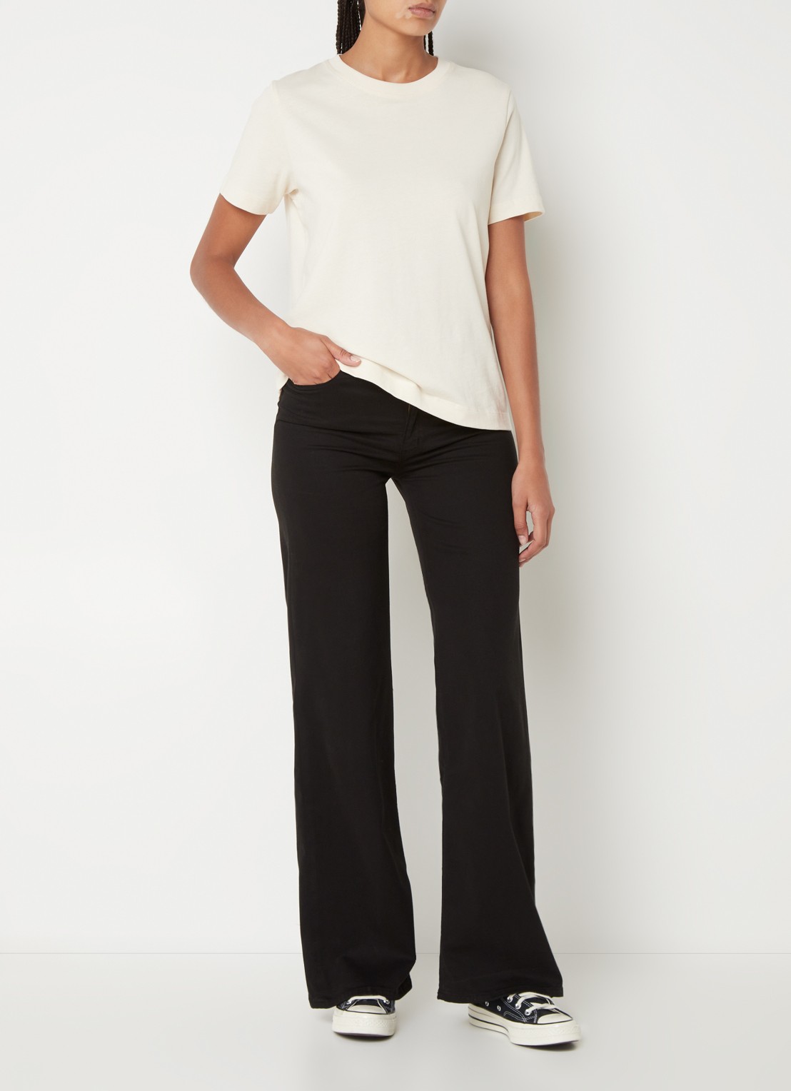 Lois High waist straight leg jeans met stretch - voorkant 2 zwart