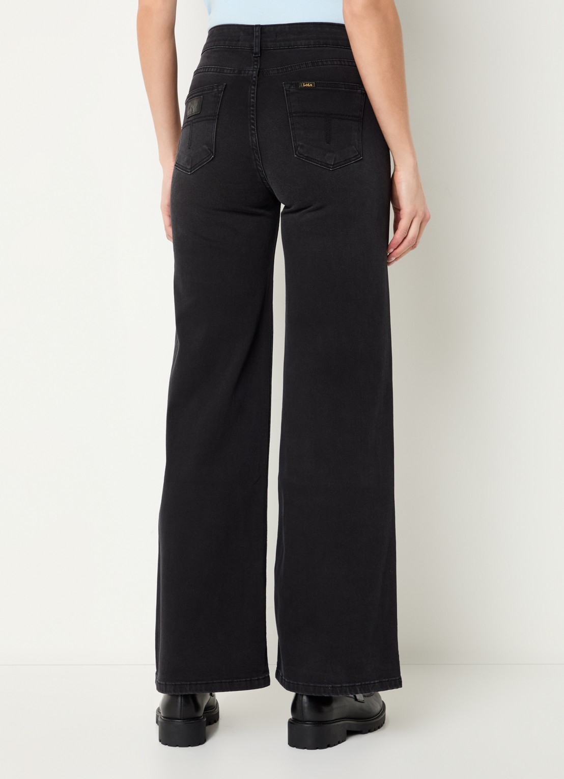 Lois Hypersoft high waist flared jeans met steekzakken - achterkant 5 zwart
