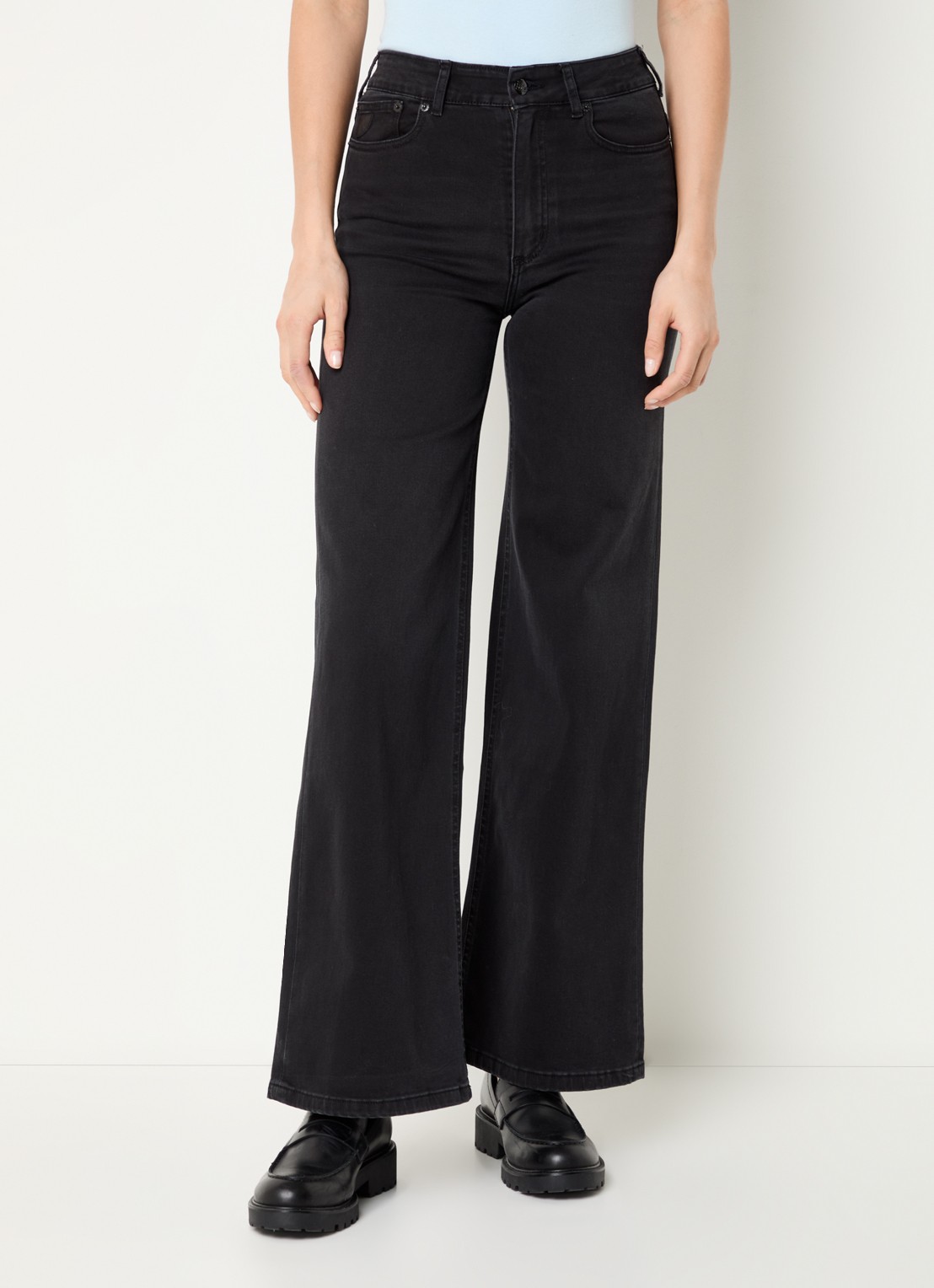 Lois Hypersoft high waist flared jeans met steekzakken - detail zwart