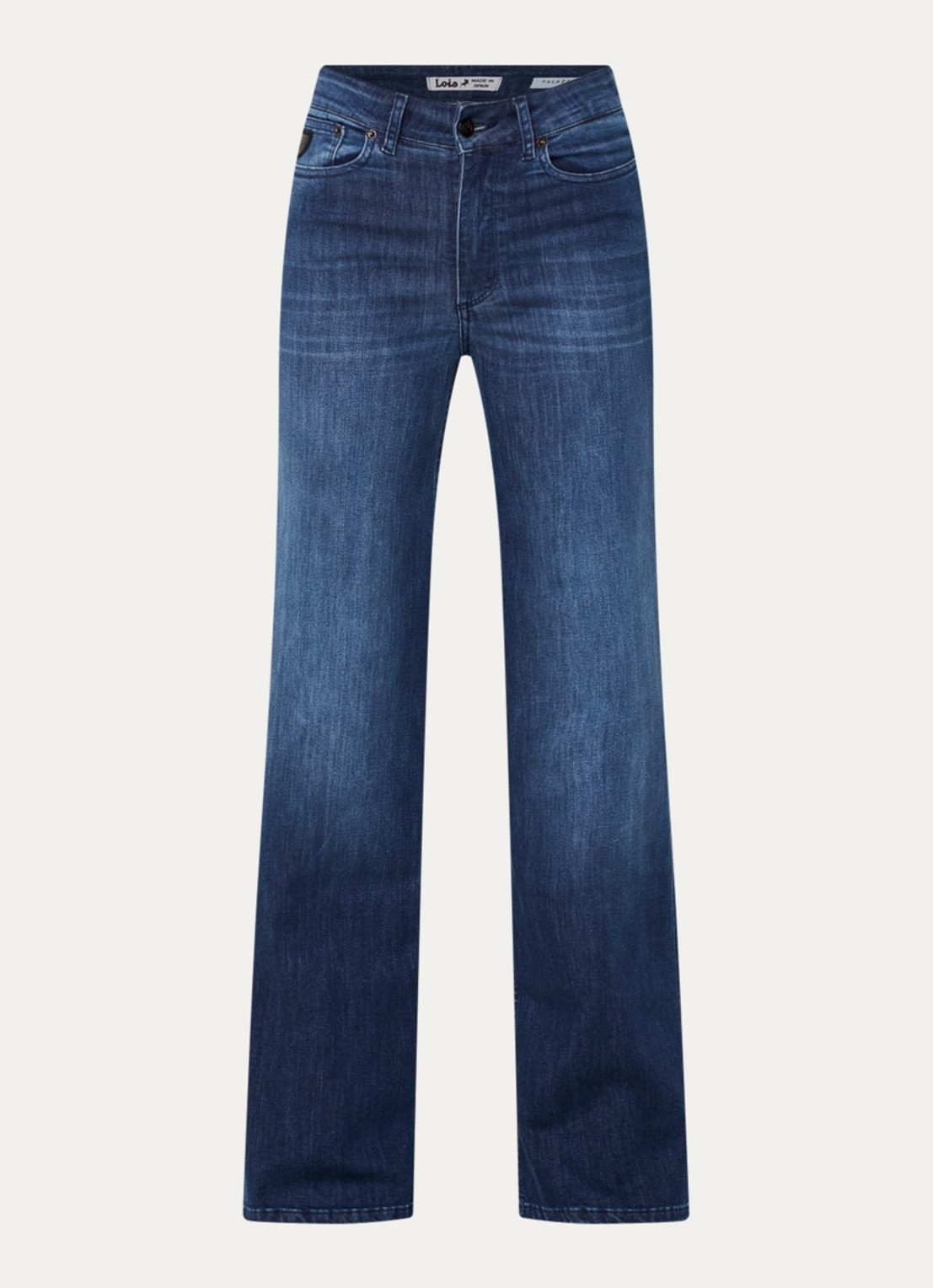 Lois Hypersoft high waist flared jeans met steekzakken - voorkant 4 middenblauw
