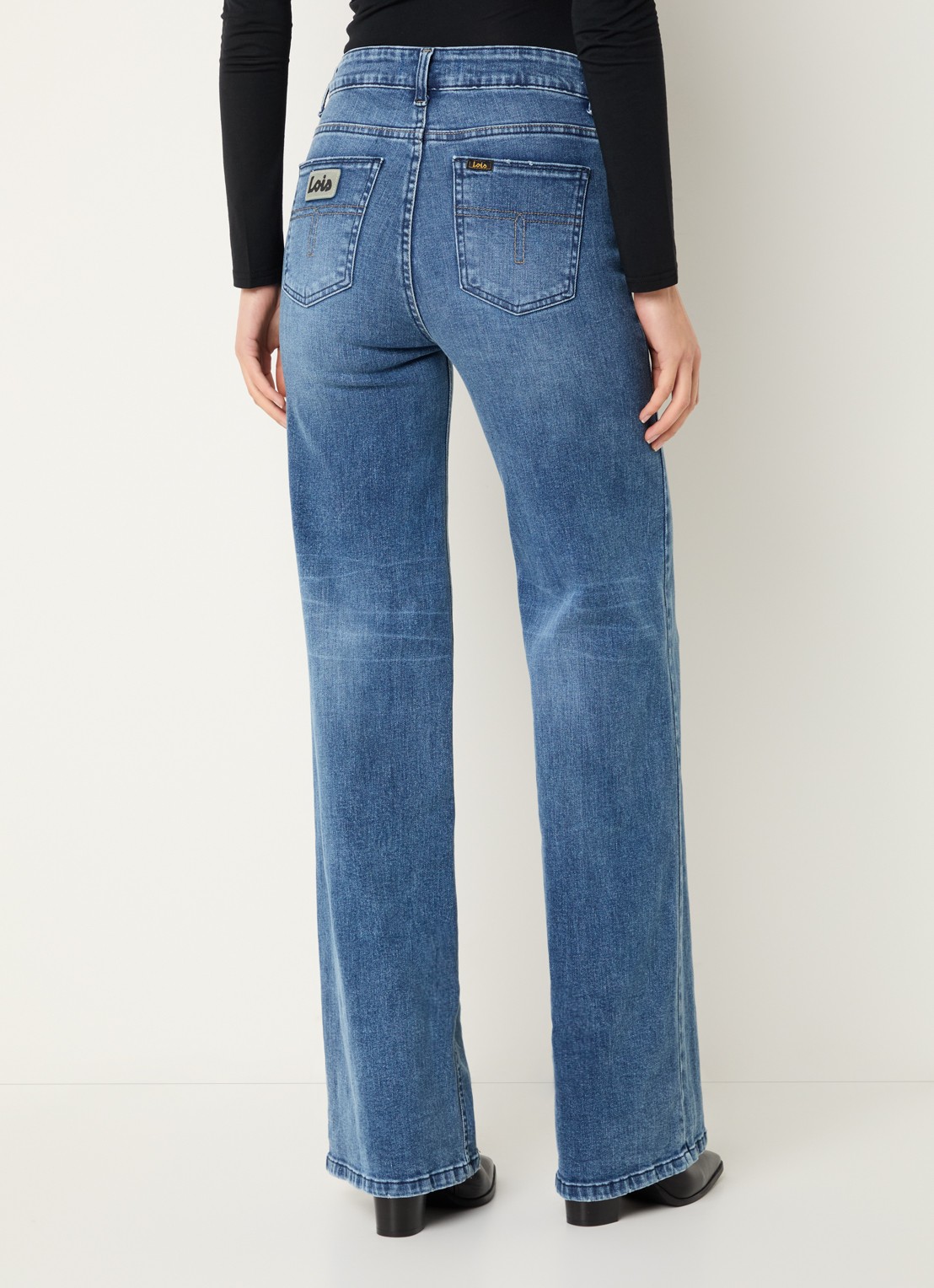 Lois Hypersoft high waist flared jeans met steekzakken - achterkant blauw