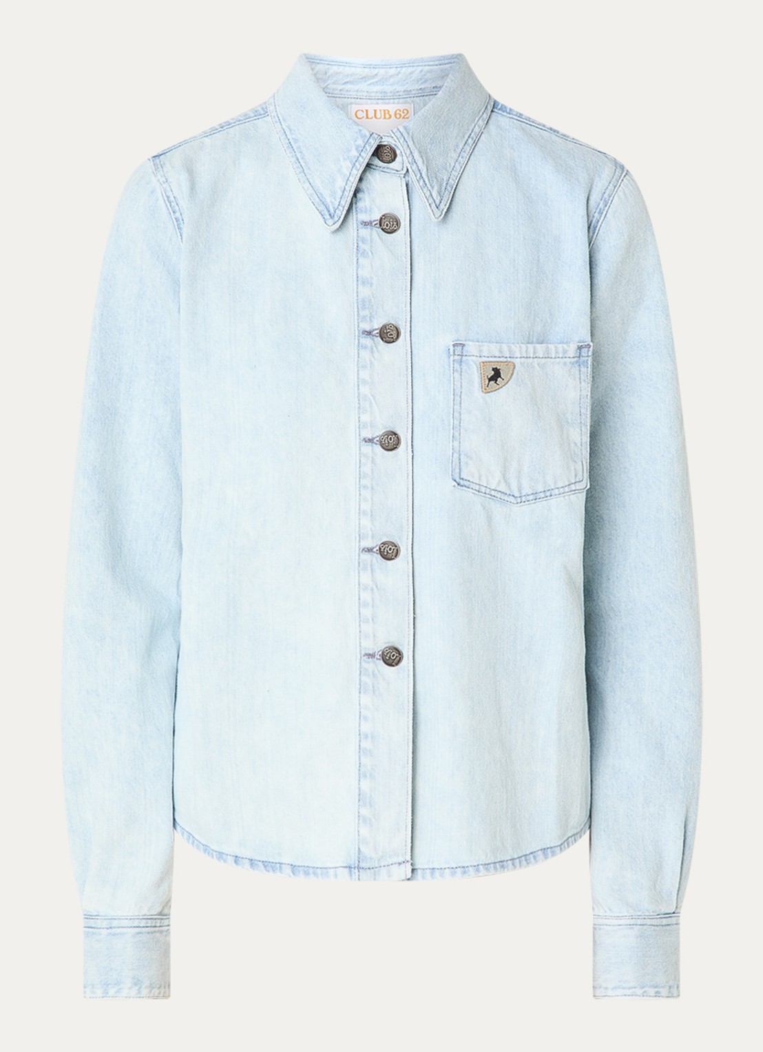 Lois Isa blouse van denim - voorkant lichtblauw