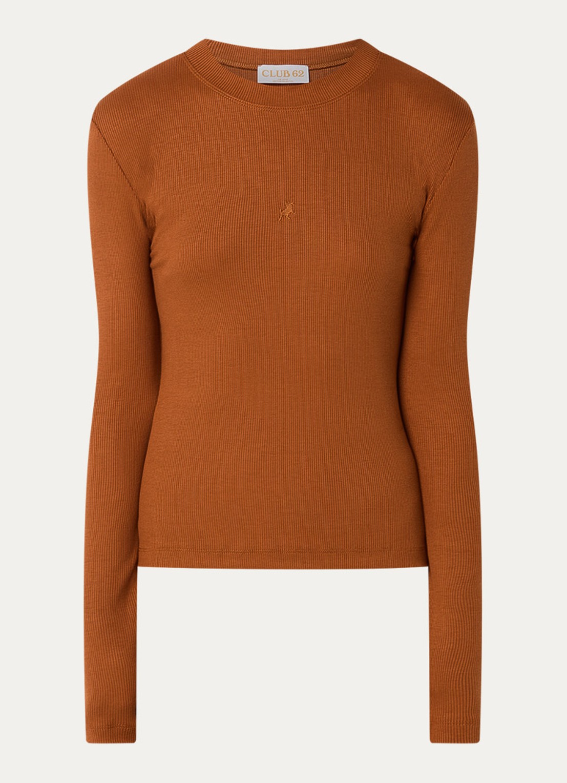 Lois Lauren fijngebreide trui met logo - voorkant 2 cognac