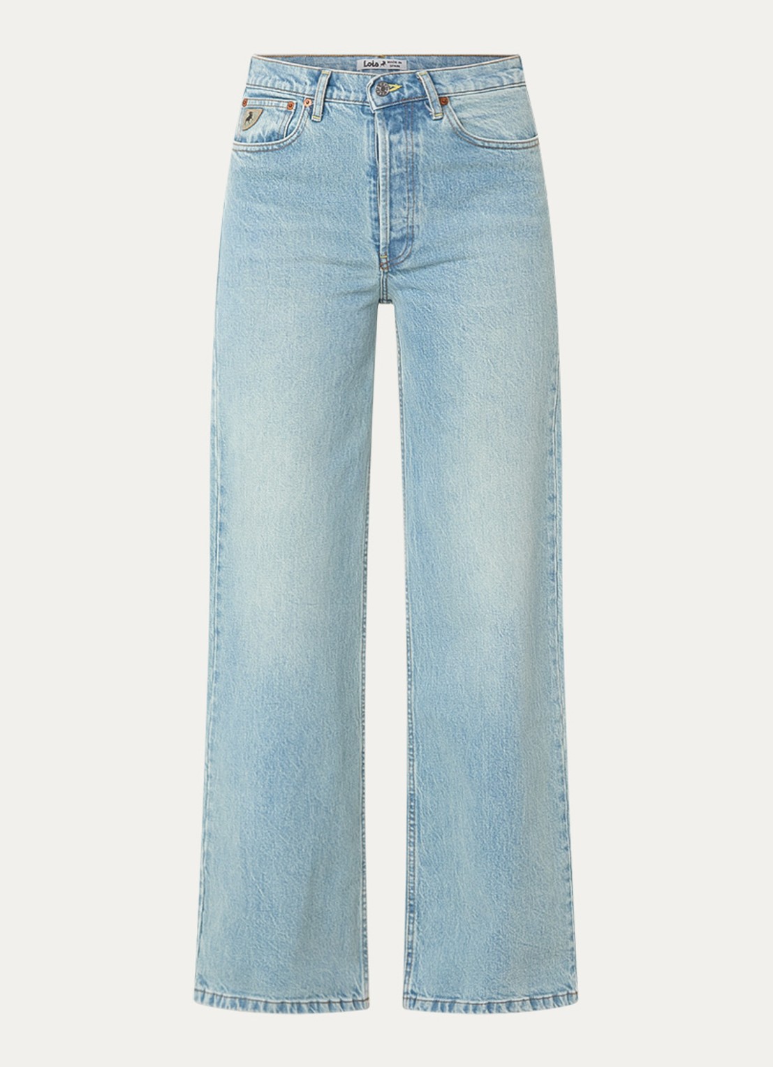 Lois Lindsay mid waist wide leg jeans met lichte wassing - voorkant indigo