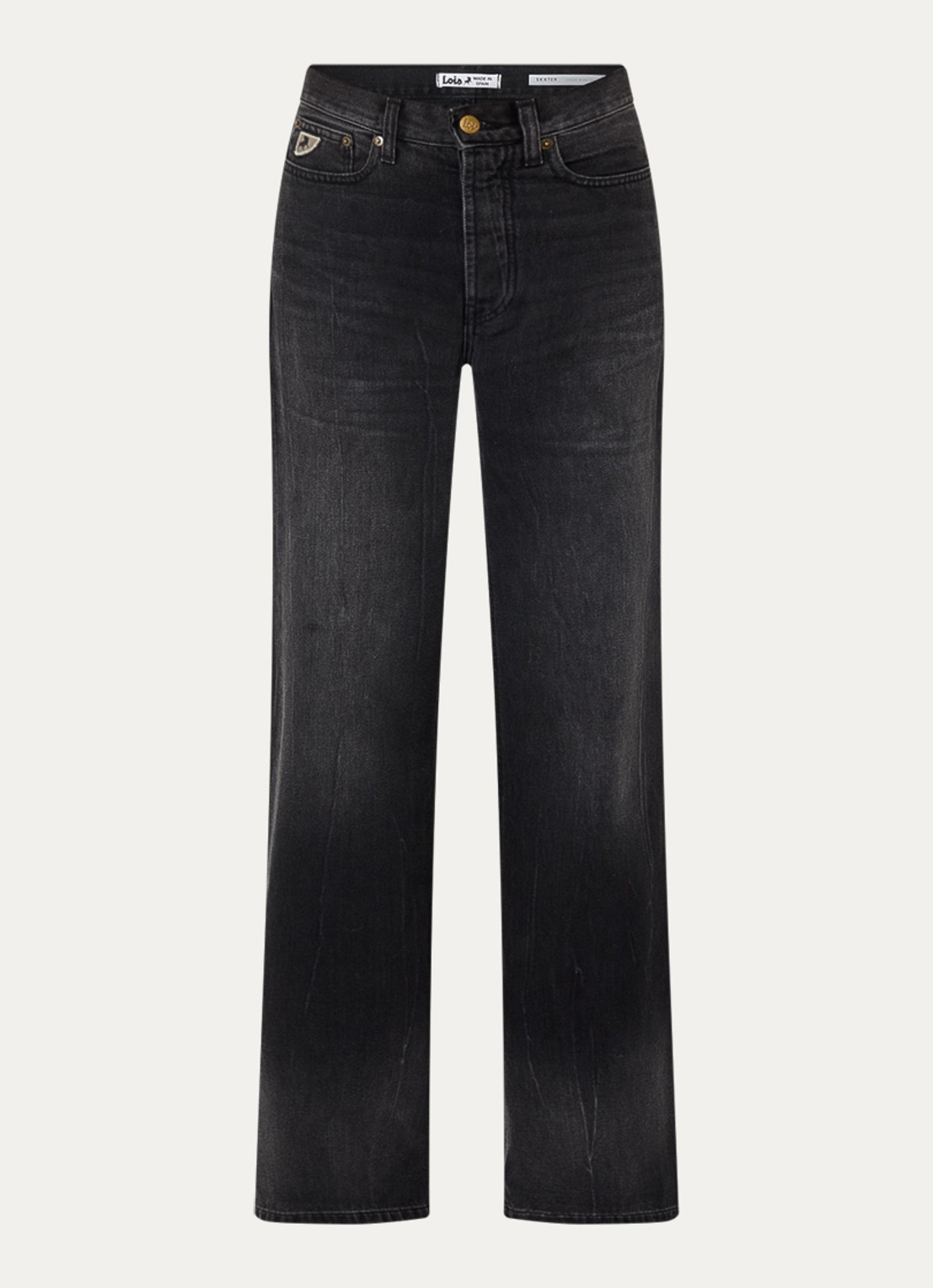Lois Low waist wide leg jeans met donkere wassing - voorkant 4 zwart