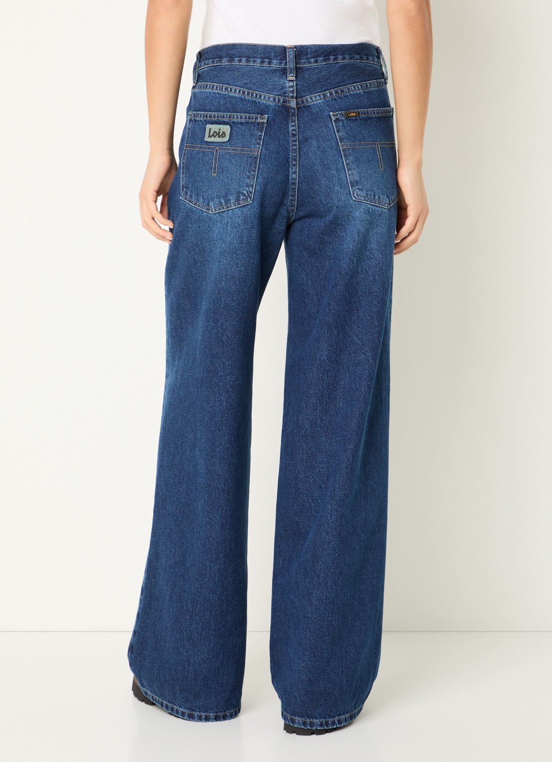 Lois Low waist wide leg jeans met donkere wassing - achterkant indigo