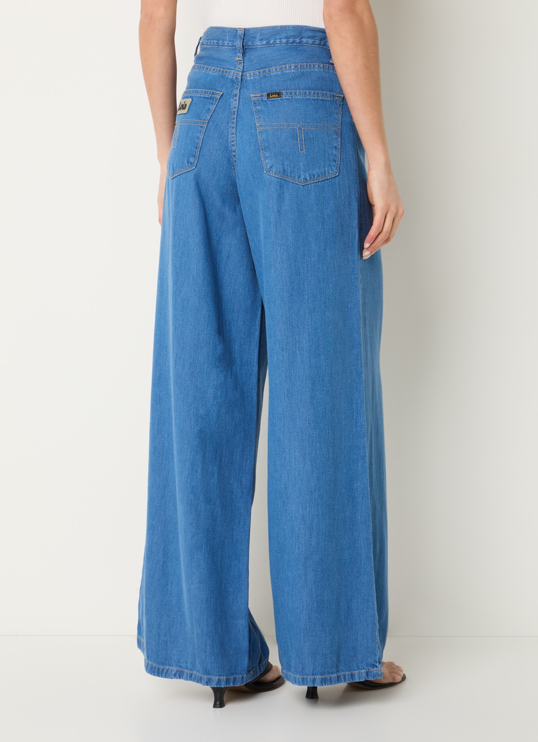Lois Marlene high waist wide fit broek - achterkant indigo