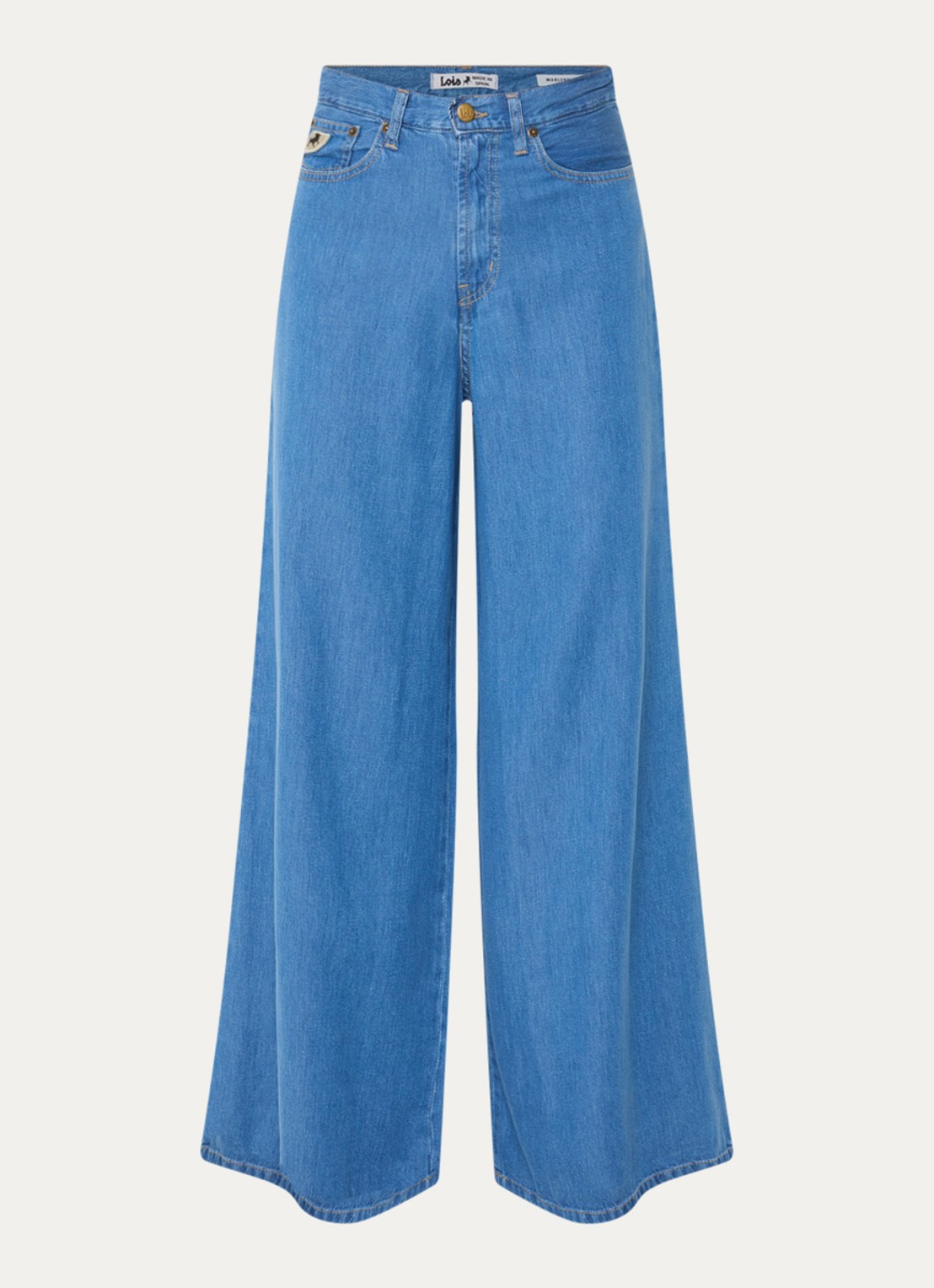Lois Marlene high waist wide fit broek - voorkant 2 indigo