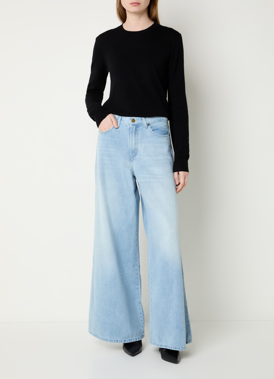 Lois Marlene high waist wide fit broek - voorkant 5 lichtblauw