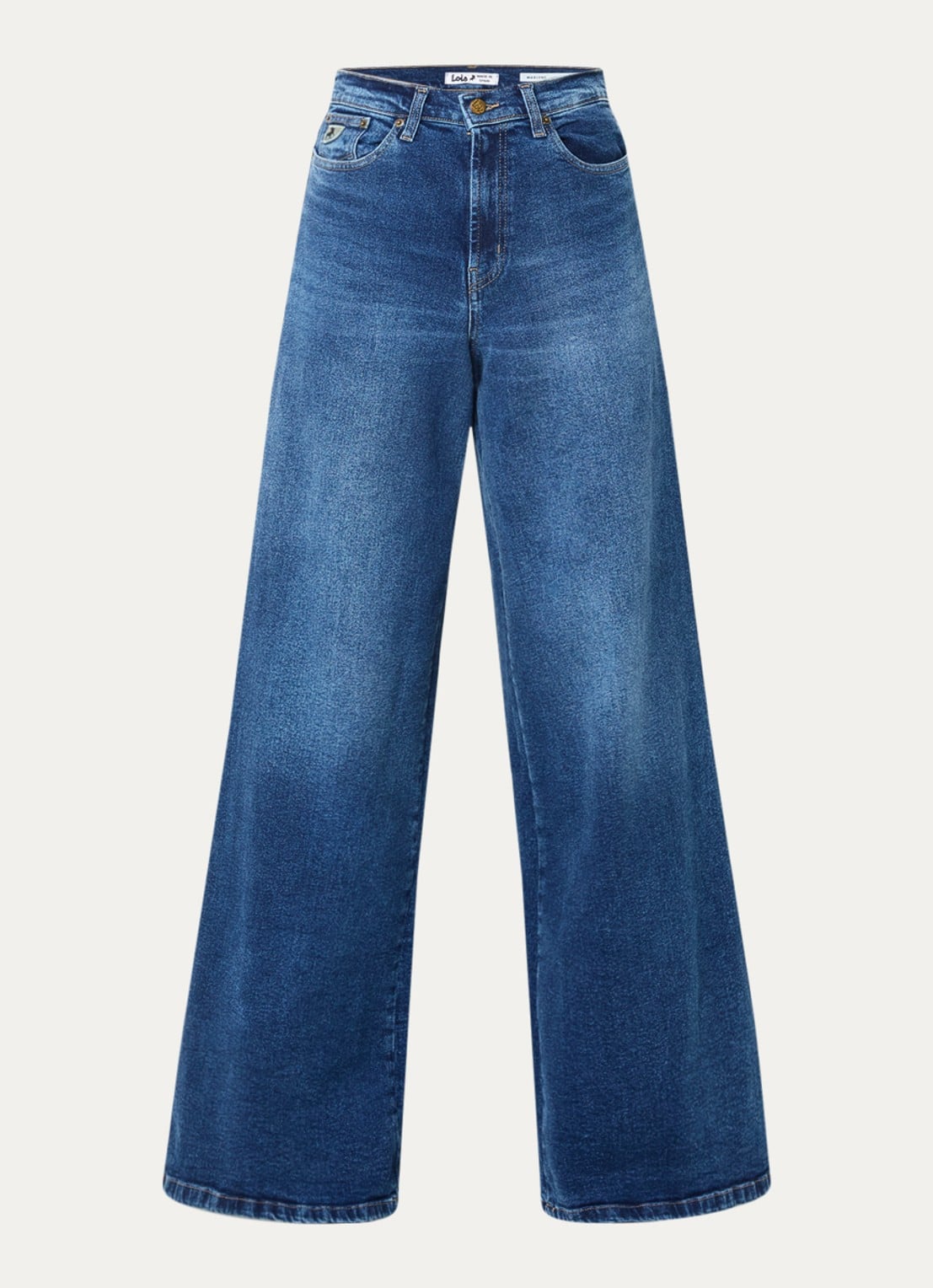 Lois Marlene high waist wide fit jeans met medium wassing - voorkant indigo