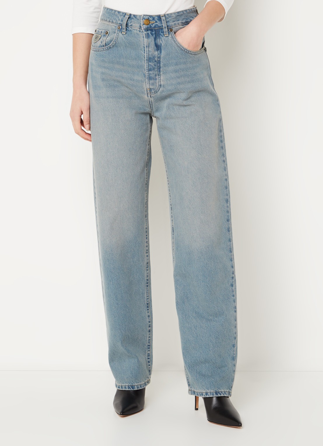Lois Maya high waist straight leg jeans met medium wassing - detail 3 indigo