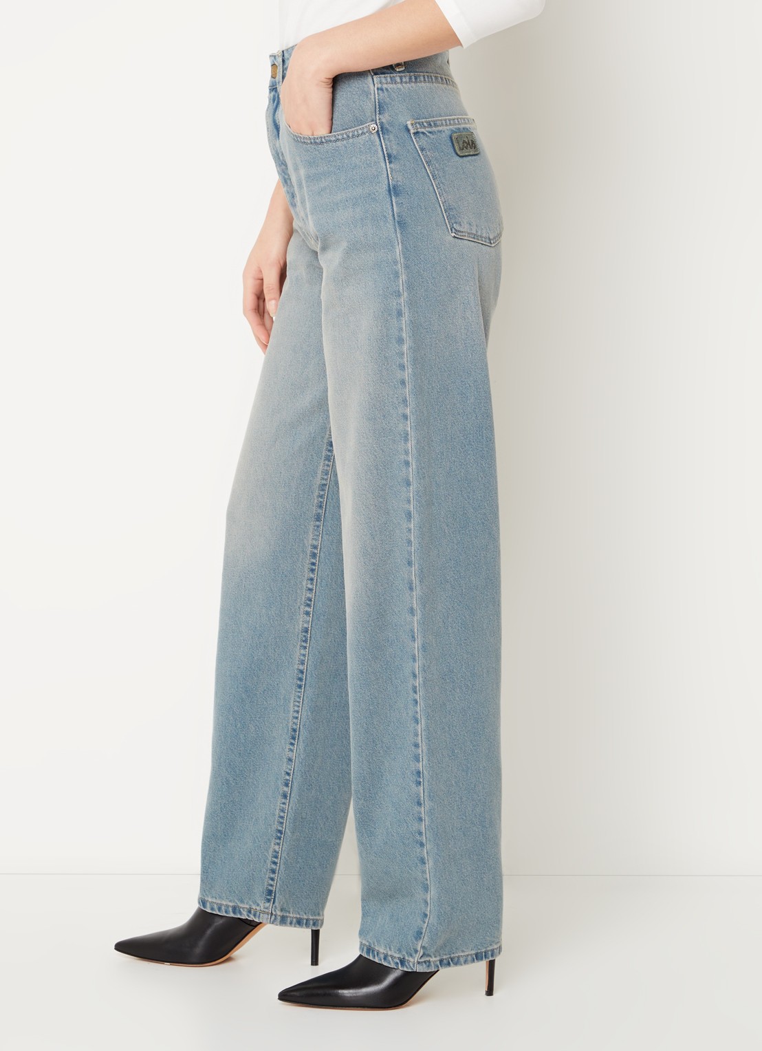 Lois Maya high waist straight leg jeans met medium wassing - detail 4 indigo