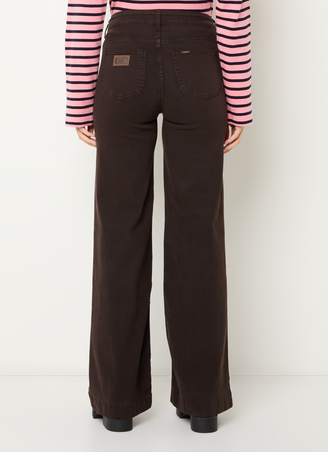 Lois Mistral high waist straight fit jeans met gekleurde wassing - achterkant 3 chocoladebruin