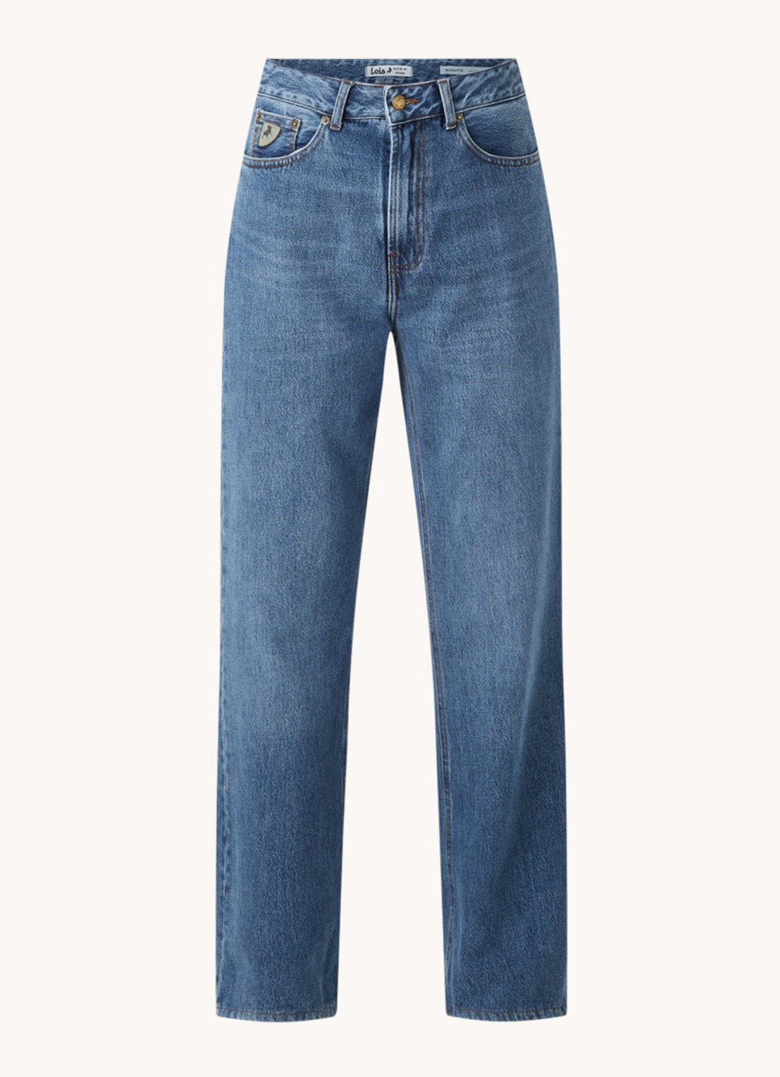 Lois Ninette high waist loose fit jeans met medium wassing  - voorkant 3 indigo