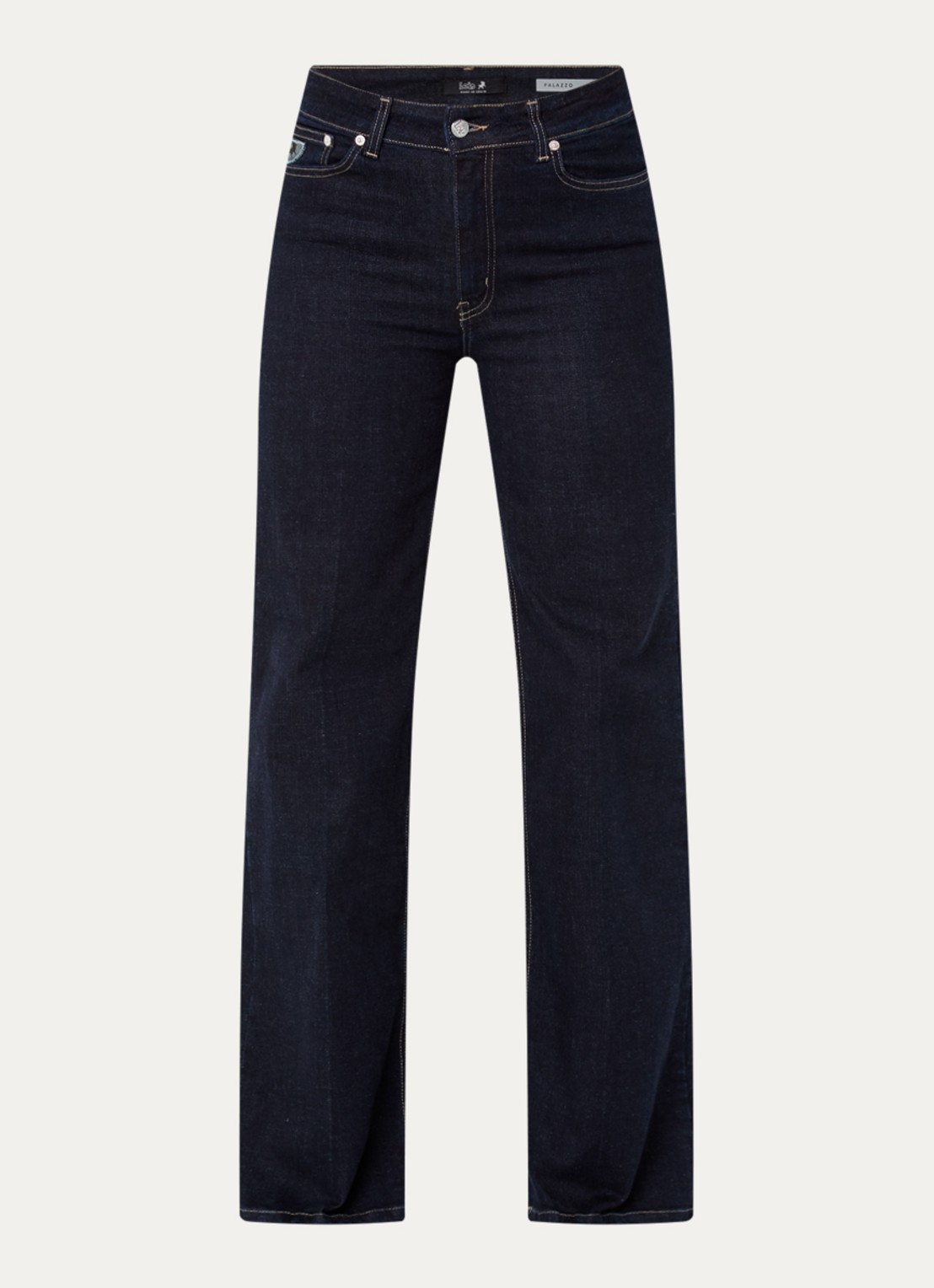 Lois Palazzo high waist flared fit jeans met donkere wassing - voorkant 2 donkerblauw