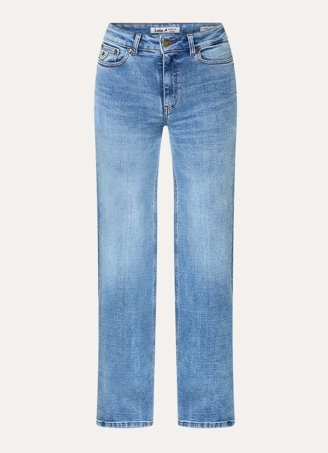 Lois Palazzo high waist flared fit jeans met medium wassing - voorkant indigo