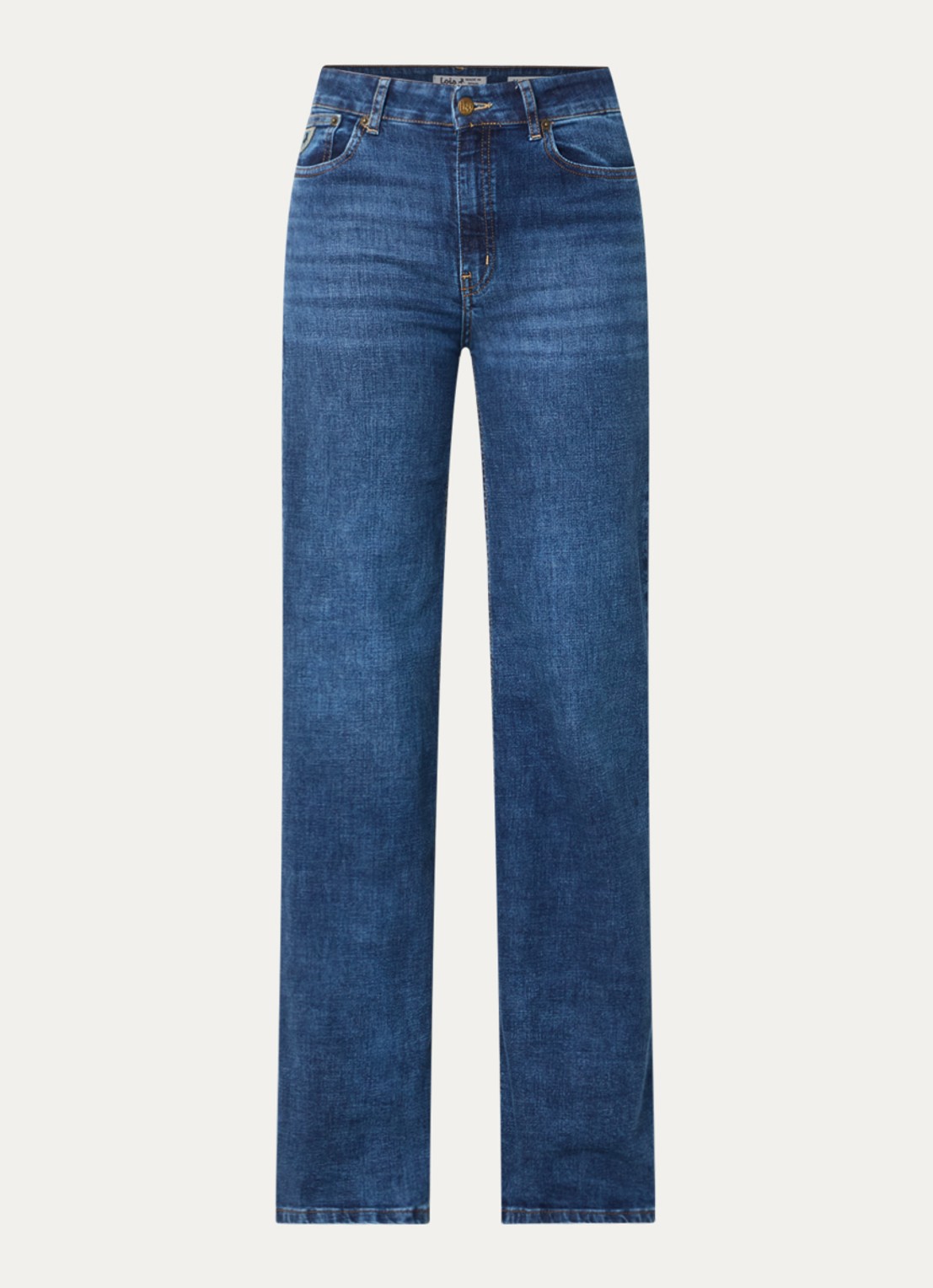 Lois Palazzo high waist straight leg jeans met donkere wassing - voorkant 2 indigo