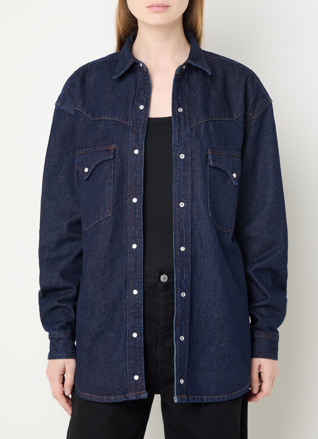 Lois Rafael overshirt van denim met borstzakken - detail 4 indigo
