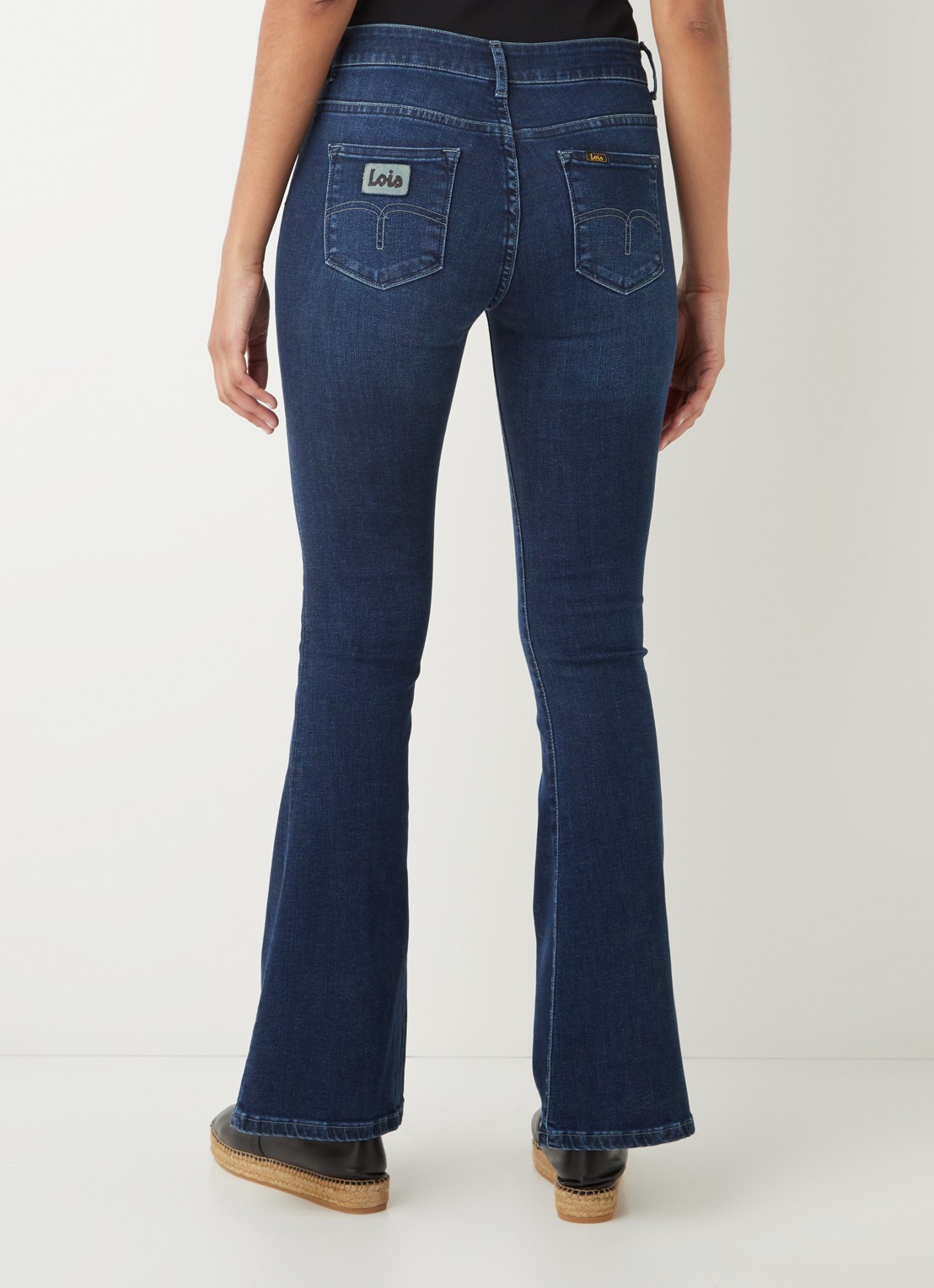 Lois Raval high waist flared jeans met donkere wassing - achterkant 3 indigo
