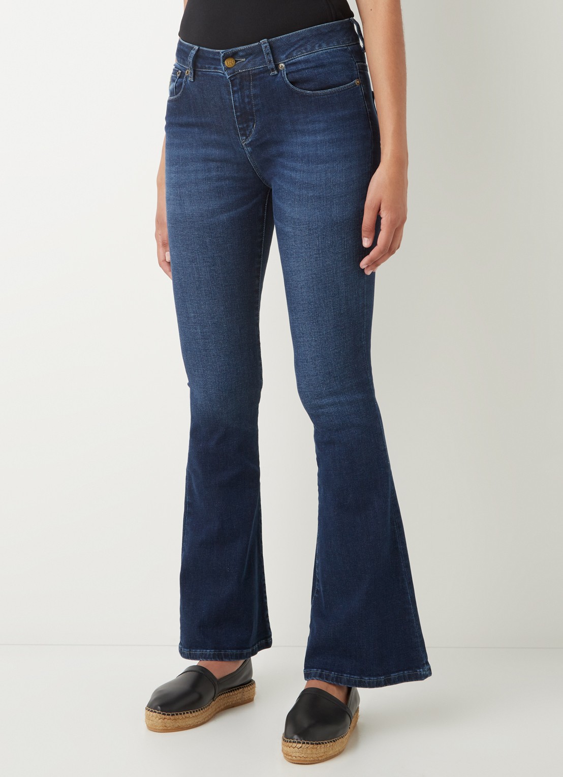 Lois Raval high waist flared jeans met donkere wassing - detail 4 indigo
