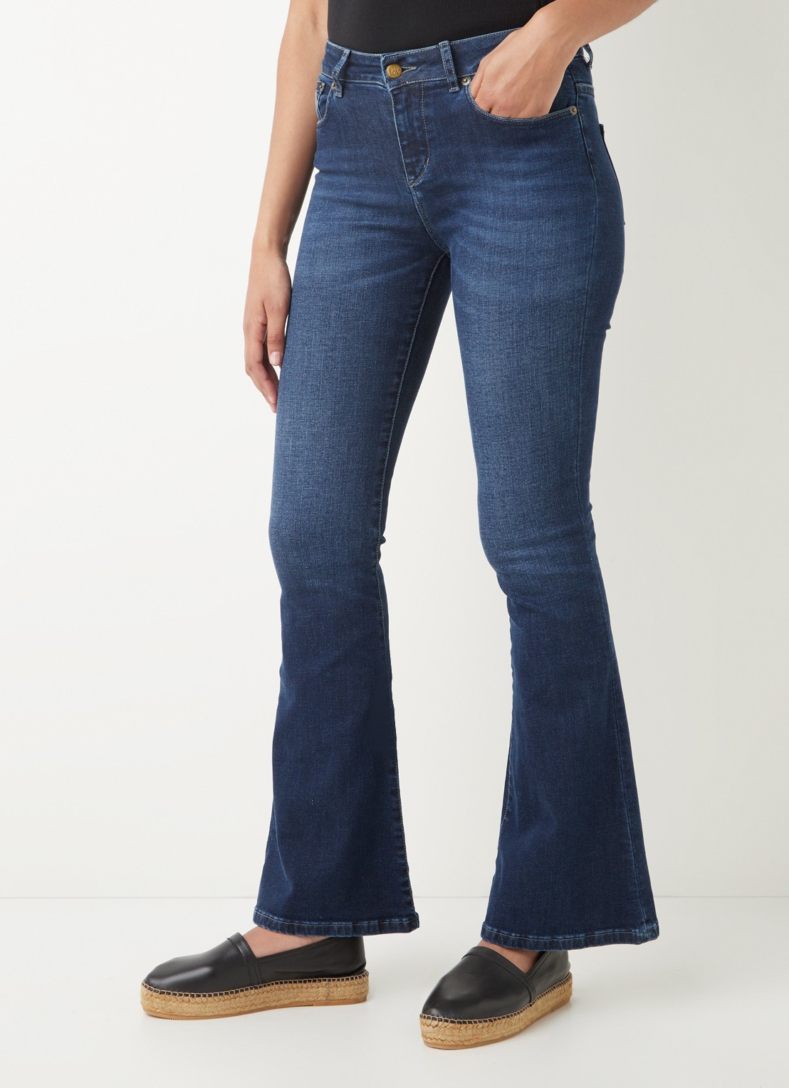 Lois Raval high waist flared jeans met donkere wassing - detail 5 indigo