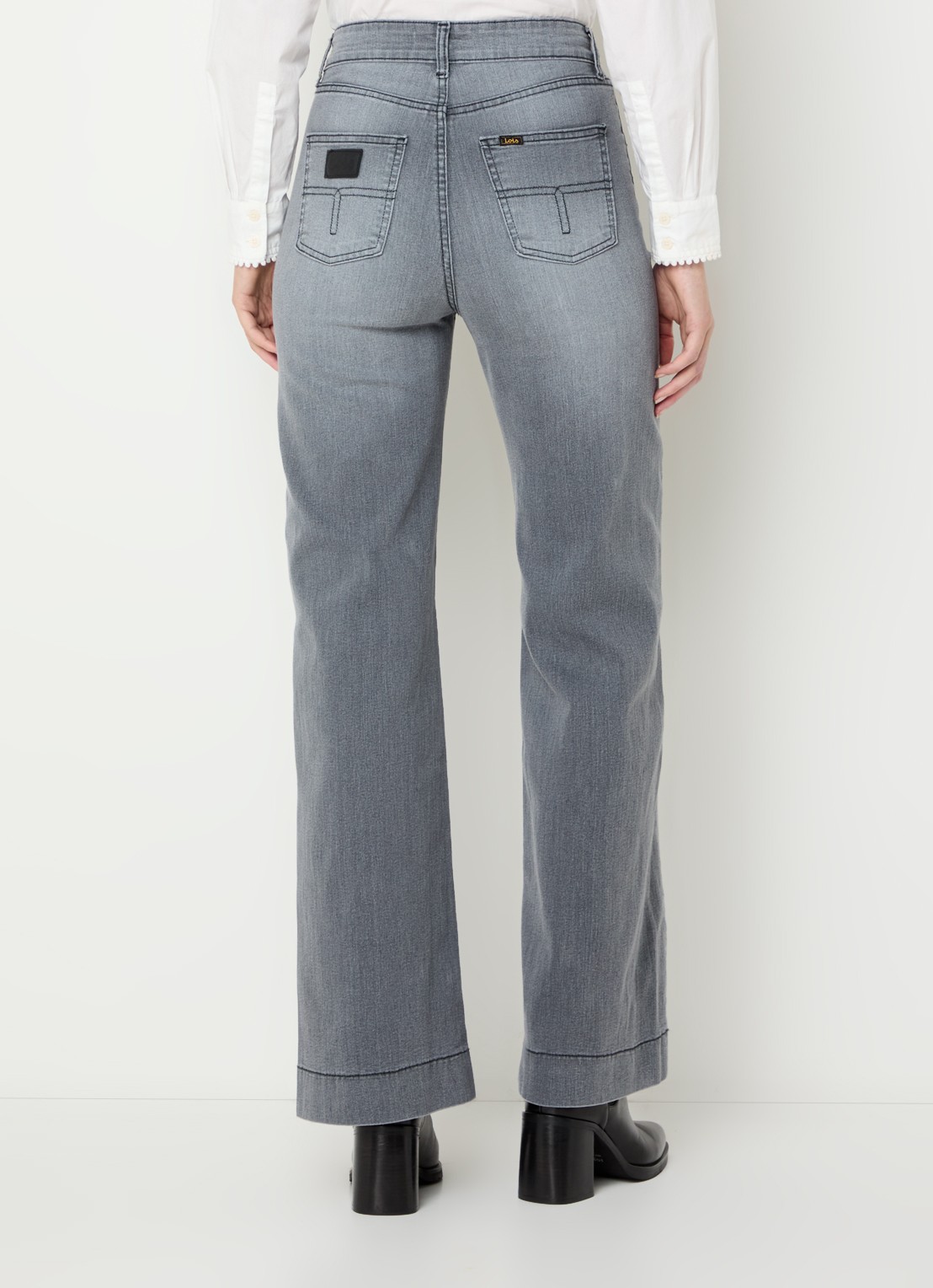 Lois Rosa high waist wide leg jeans met steekzakken - achterkant 3 grijs