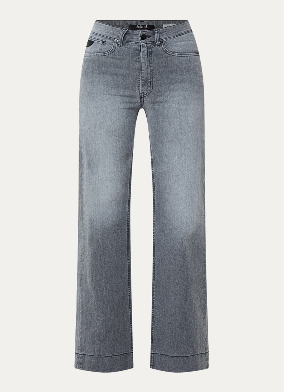 Lois Rosa high waist wide leg jeans met steekzakken - voorkant grijs