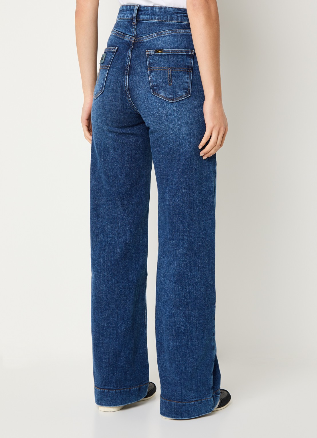 Lois Rosa high waist wide leg jeans met steekzakken - achterkant 5 indigo