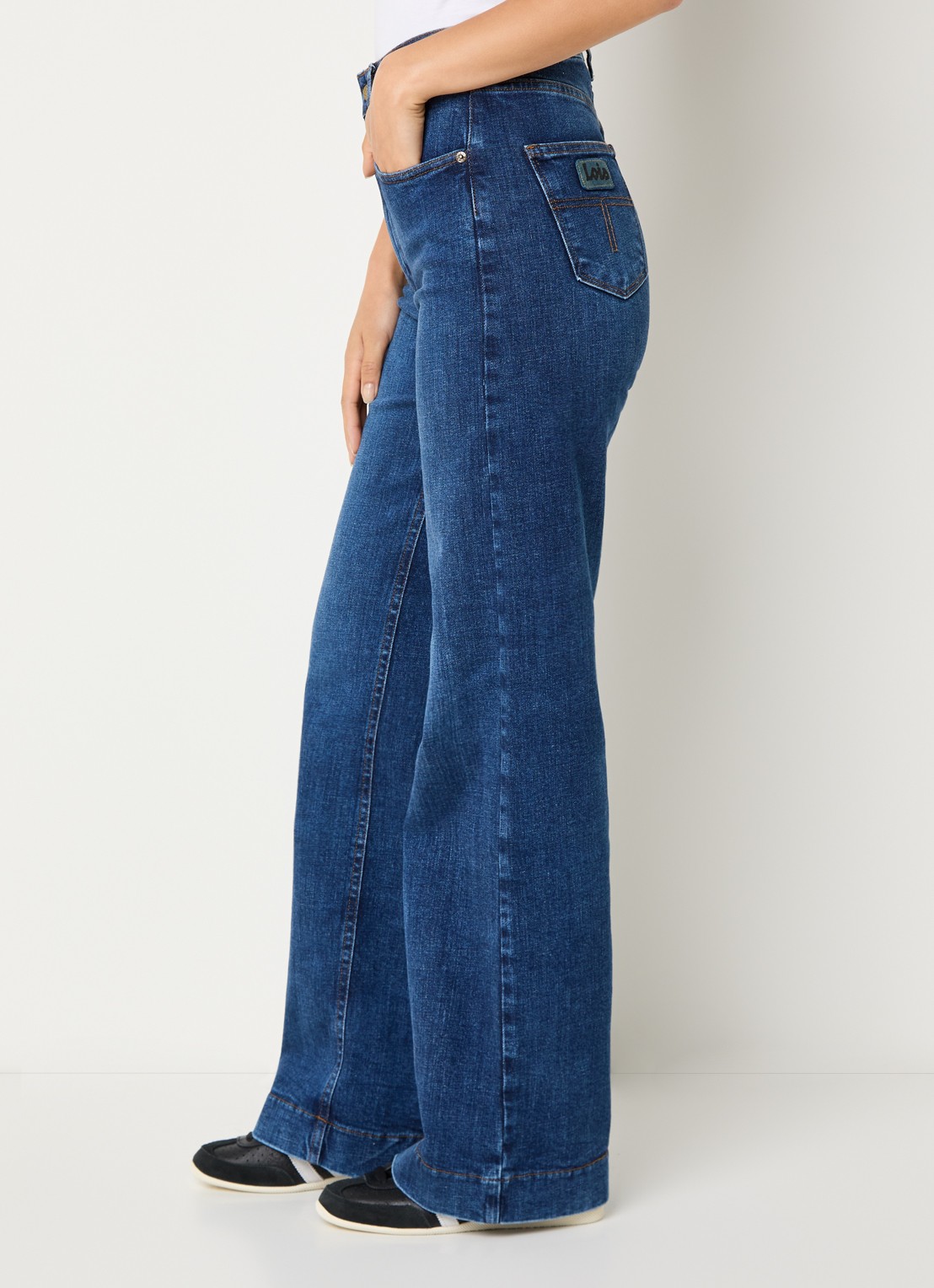Lois Rosa high waist wide leg jeans met steekzakken - detail 4 indigo